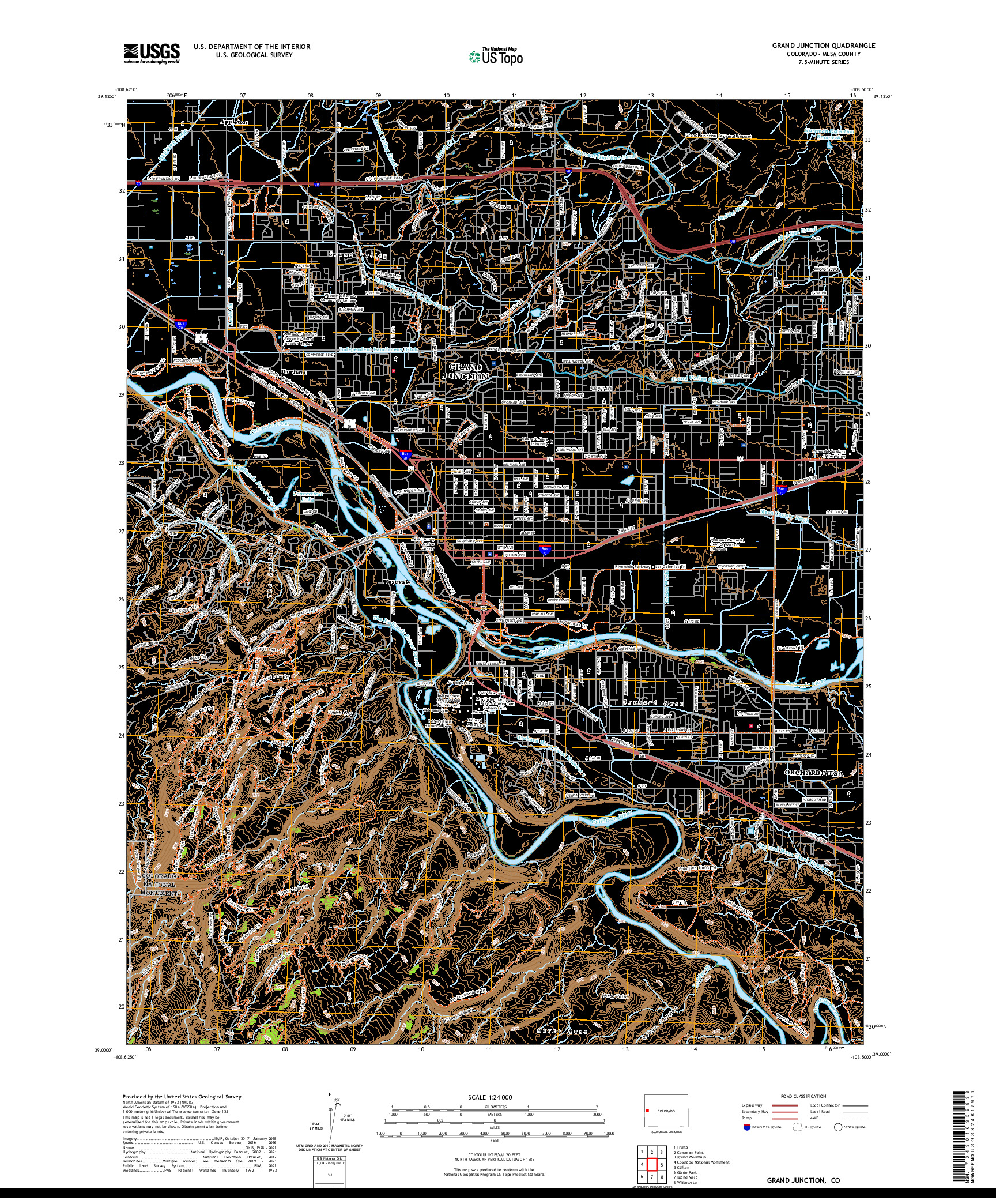 US TOPO 7.5-MINUTE MAP FOR GRAND JUNCTION, CO