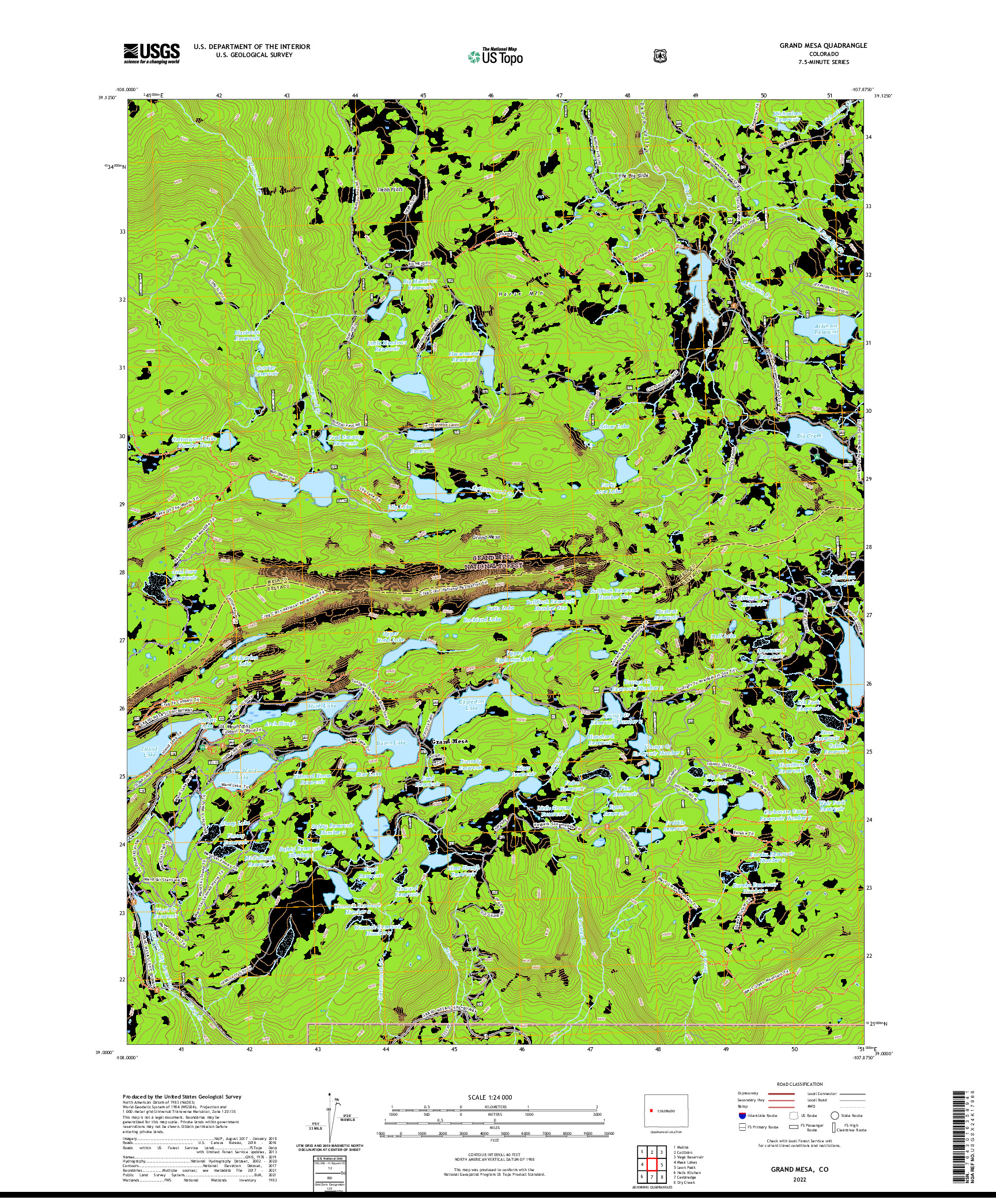 US TOPO 7.5-MINUTE MAP FOR GRAND MESA, CO