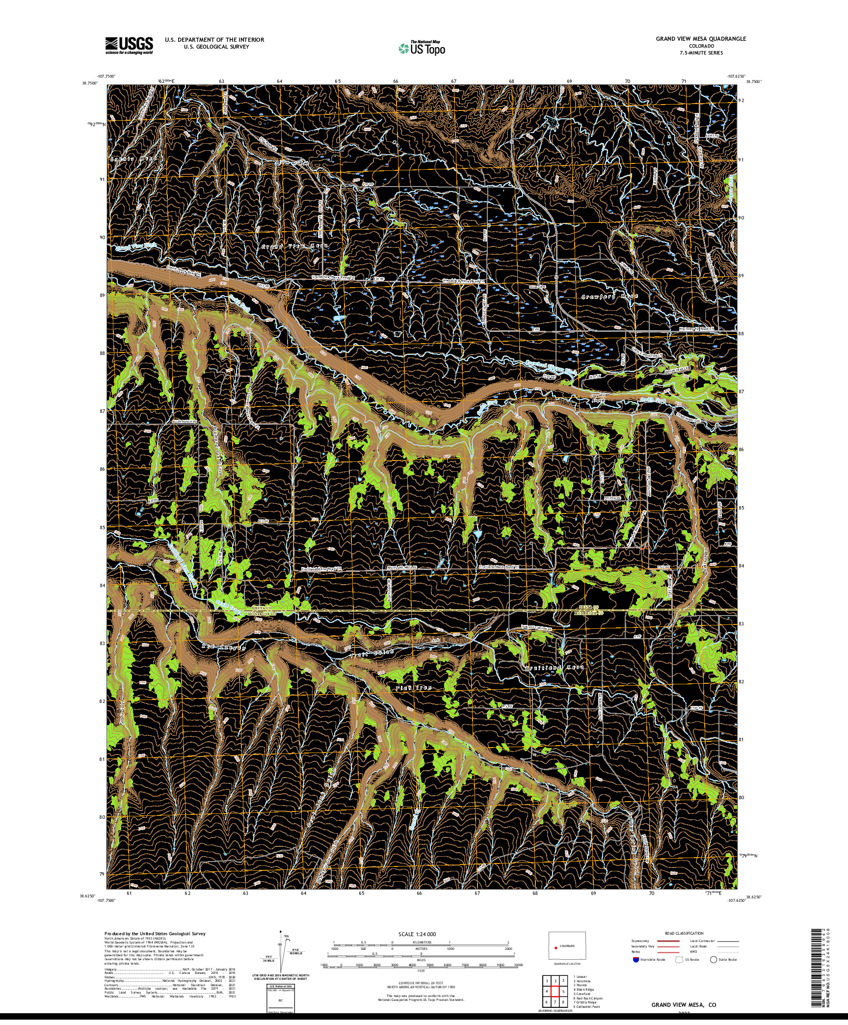 US TOPO 7.5-MINUTE MAP FOR GRAND VIEW MESA, CO