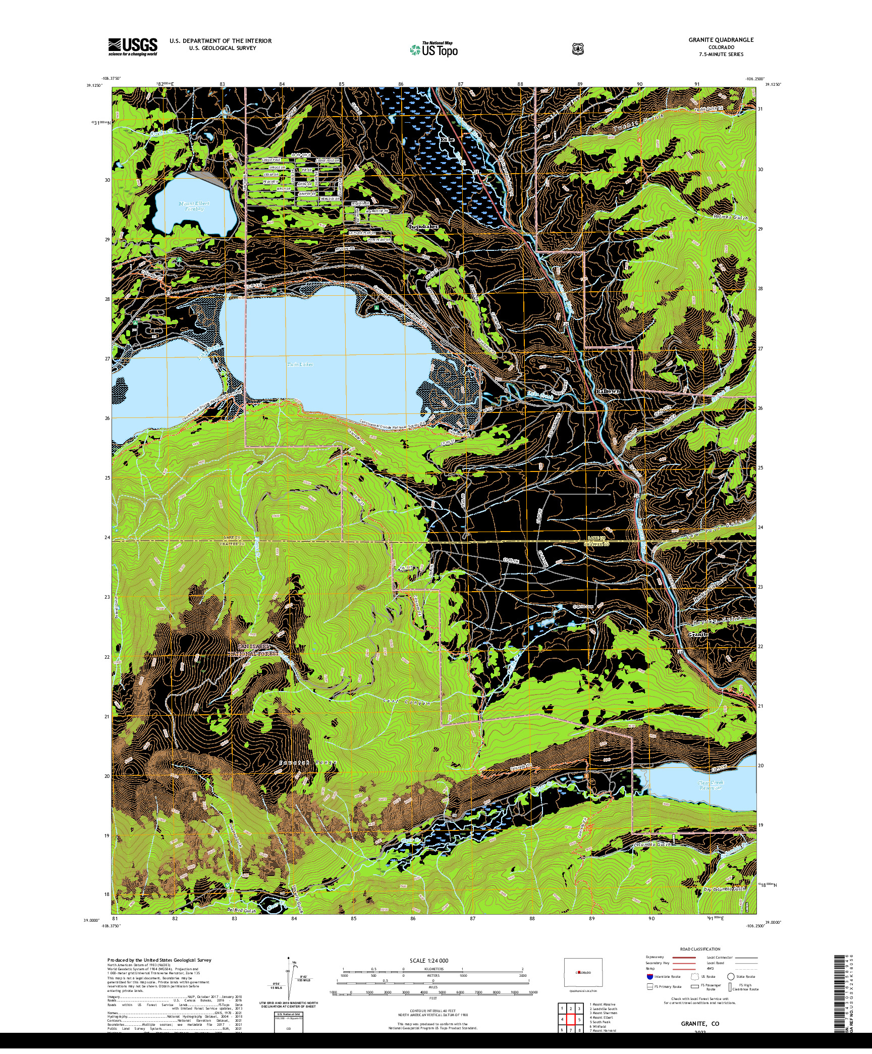 US TOPO 7.5-MINUTE MAP FOR GRANITE, CO