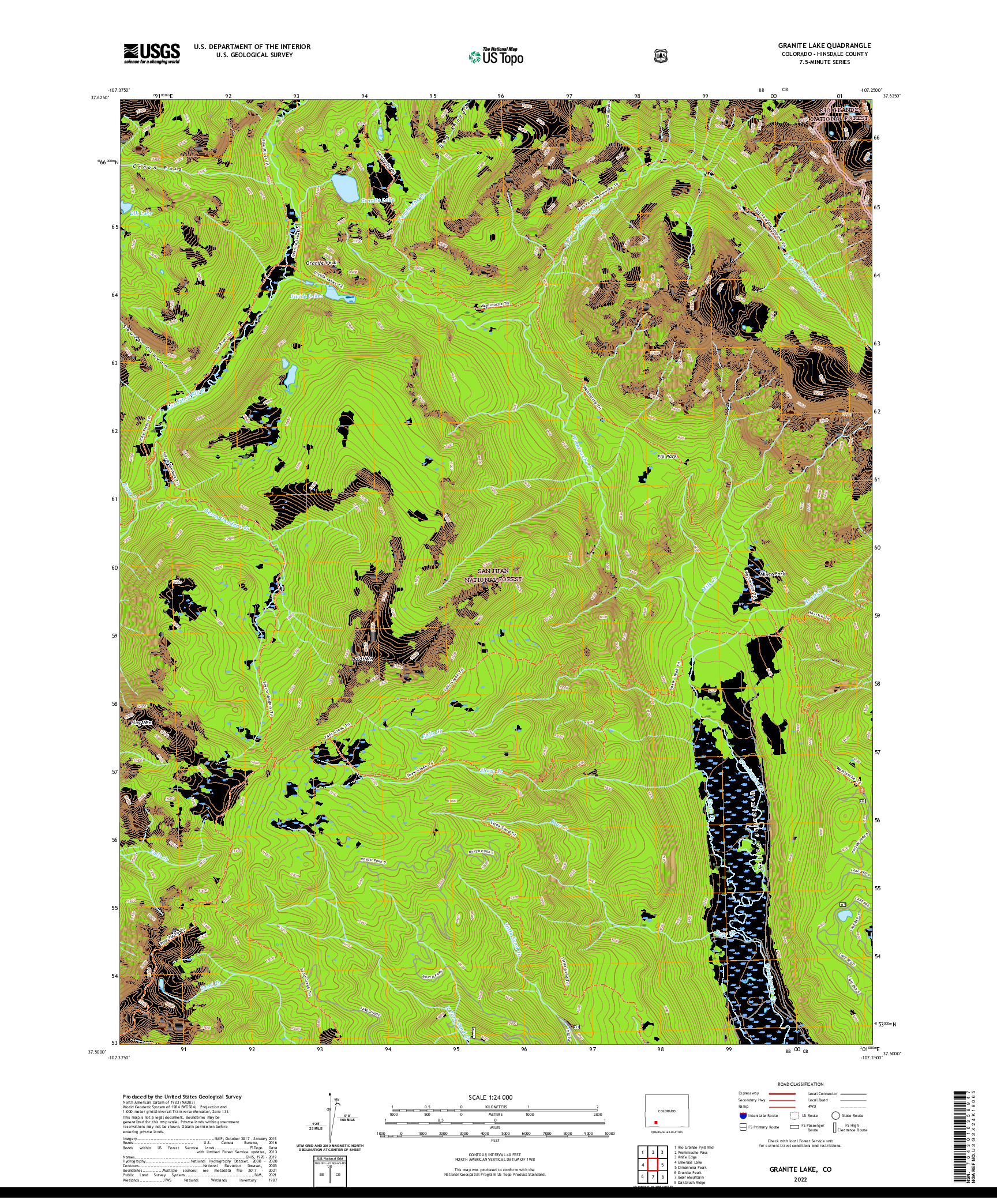 US TOPO 7.5-MINUTE MAP FOR GRANITE LAKE, CO