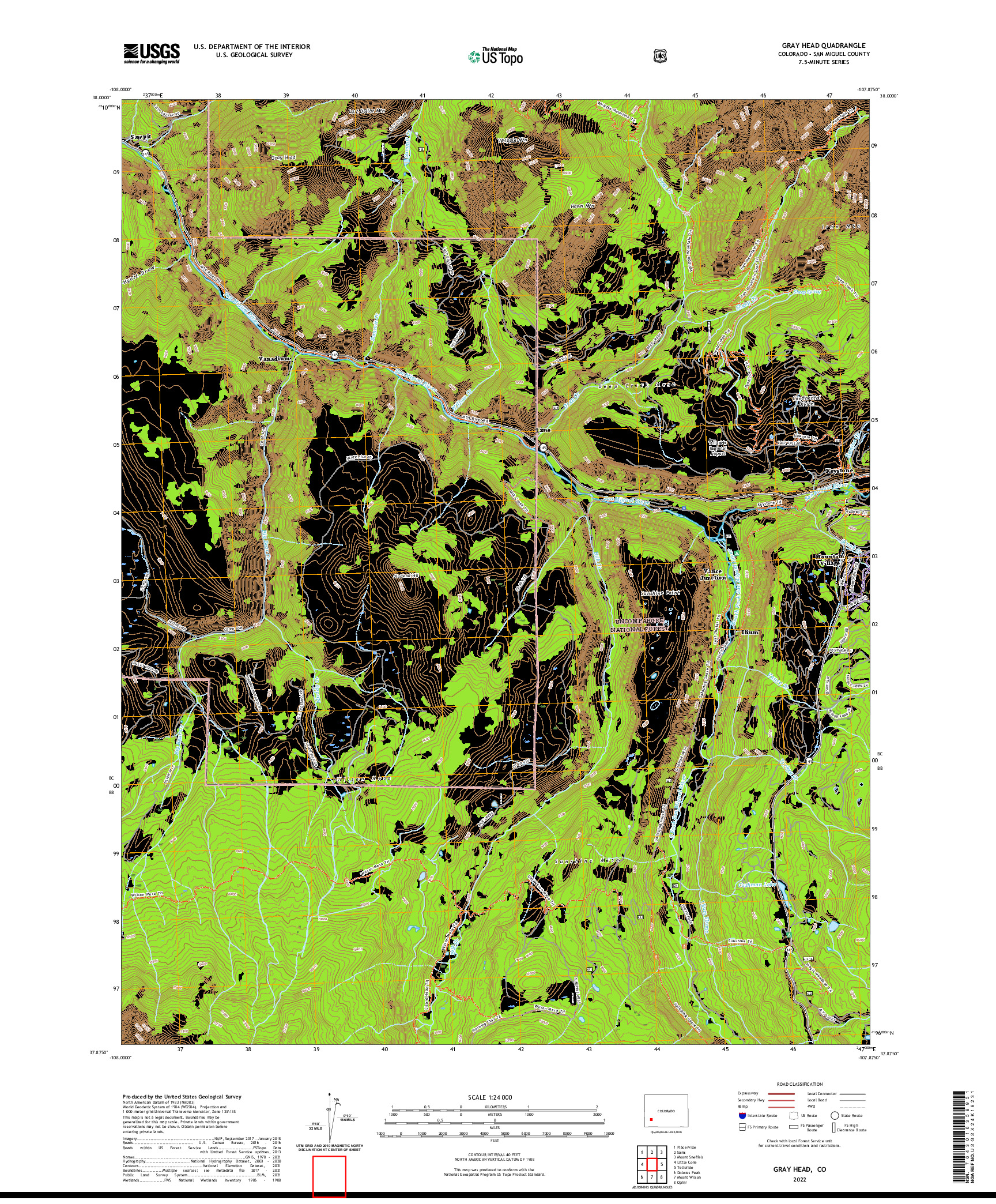 US TOPO 7.5-MINUTE MAP FOR GRAY HEAD, CO