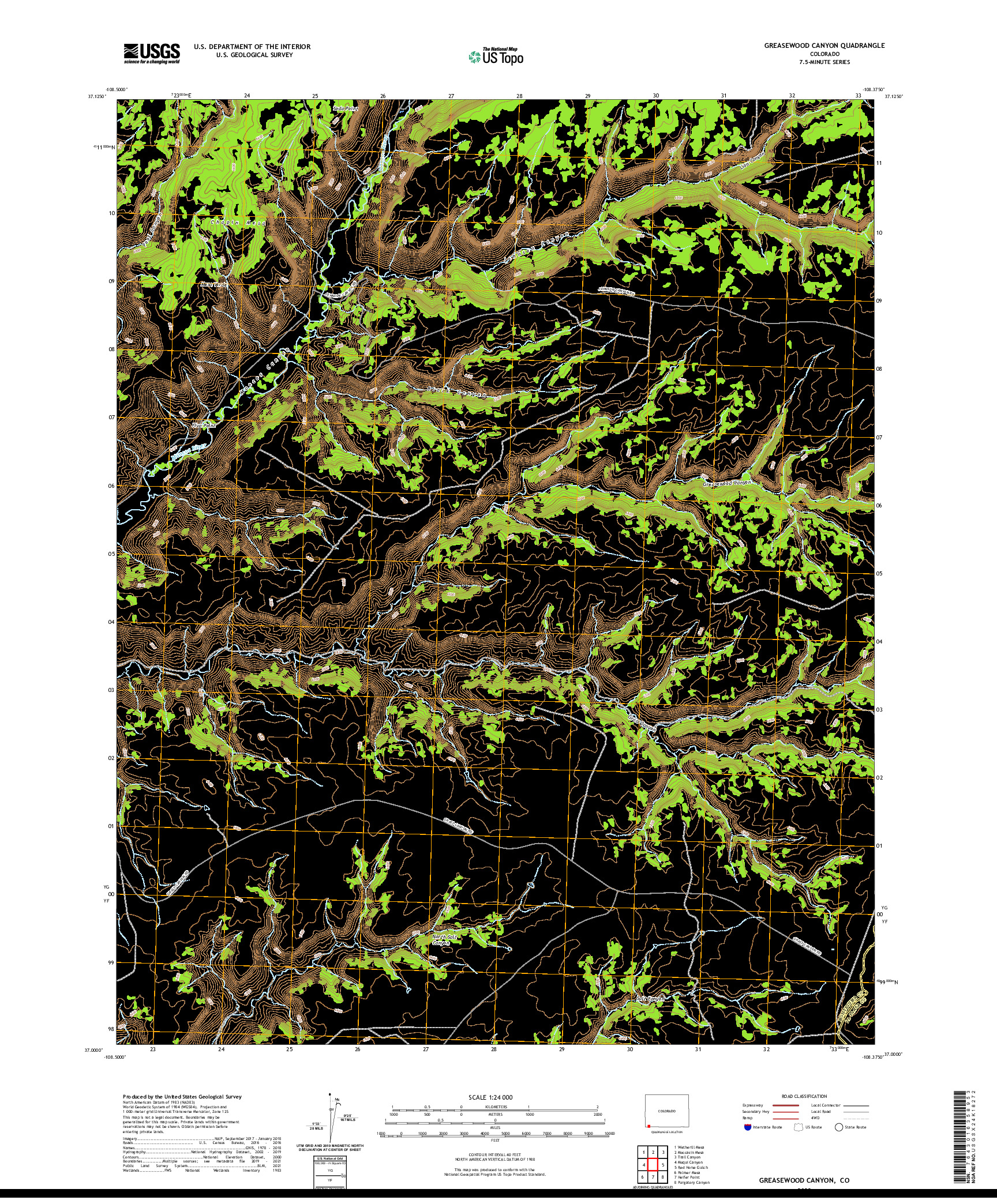 US TOPO 7.5-MINUTE MAP FOR GREASEWOOD CANYON, CO