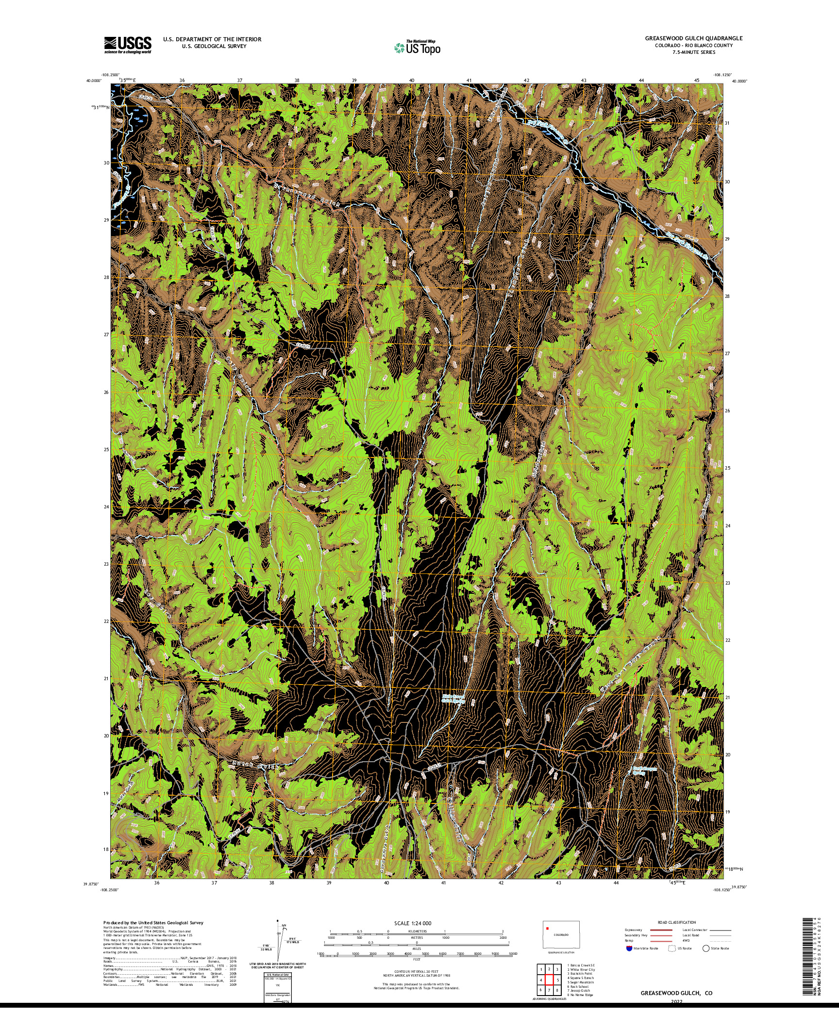 US TOPO 7.5-MINUTE MAP FOR GREASEWOOD GULCH, CO