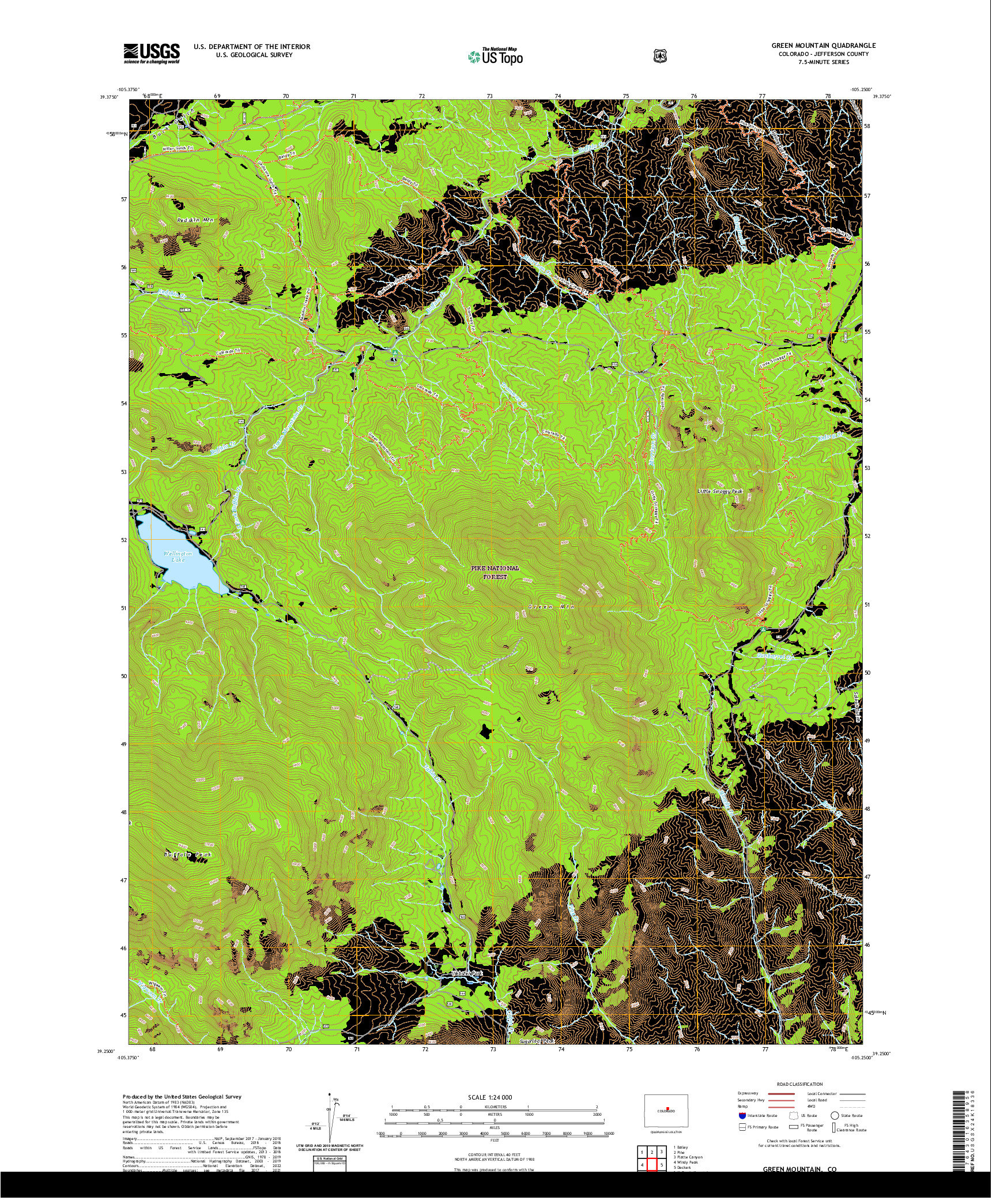 US TOPO 7.5-MINUTE MAP FOR GREEN MOUNTAIN, CO