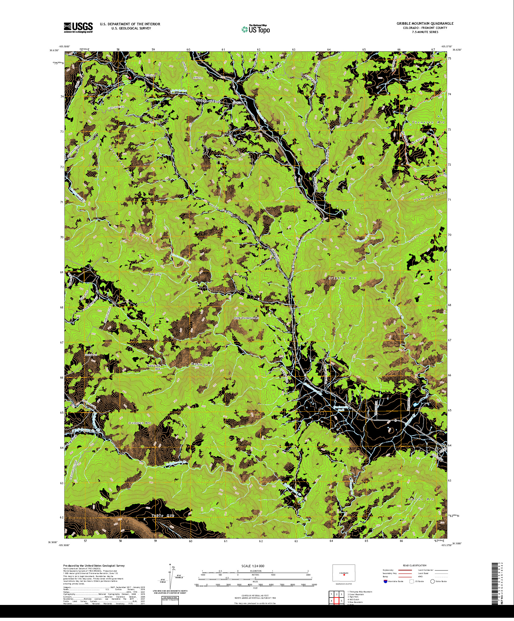 US TOPO 7.5-MINUTE MAP FOR GRIBBLE MOUNTAIN, CO