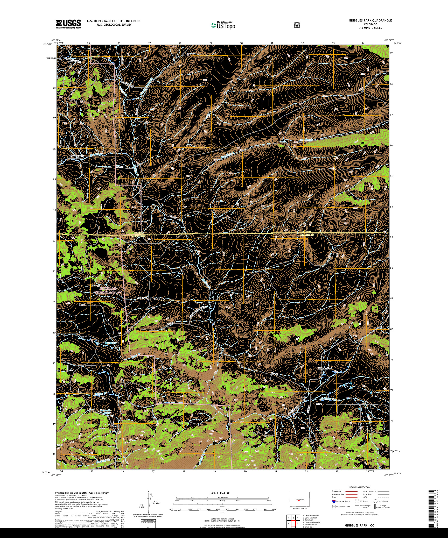 US TOPO 7.5-MINUTE MAP FOR GRIBBLES PARK, CO