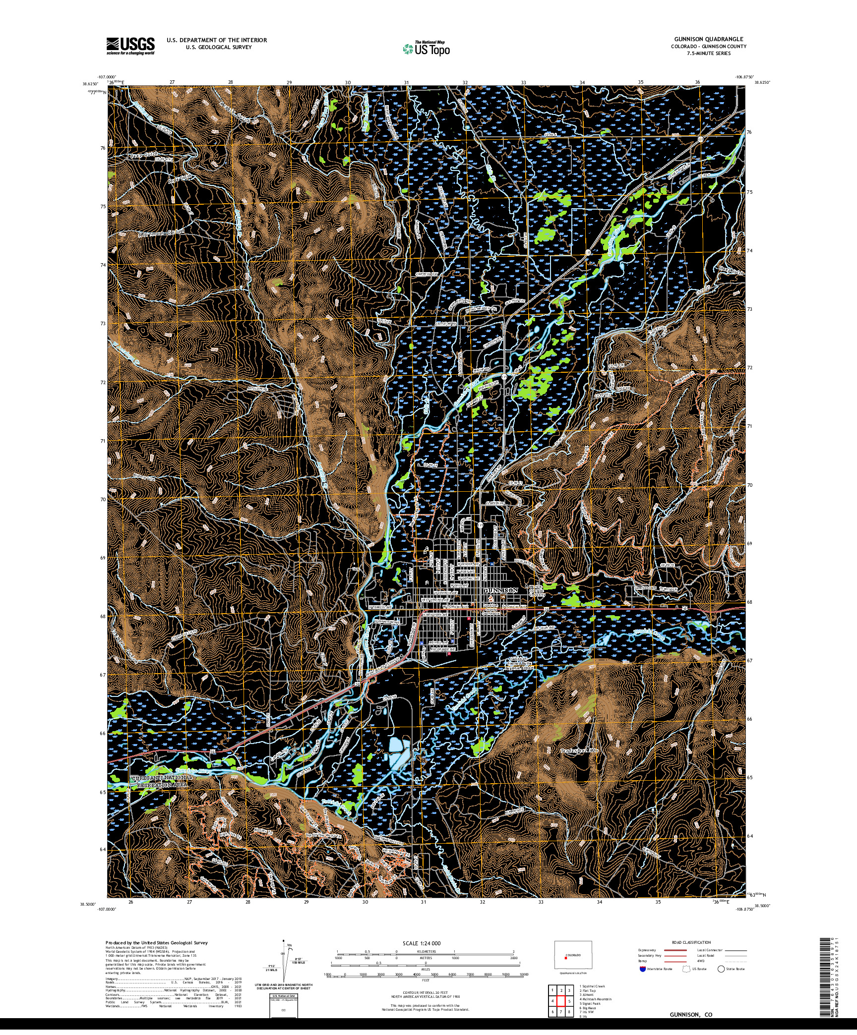 US TOPO 7.5-MINUTE MAP FOR GUNNISON, CO