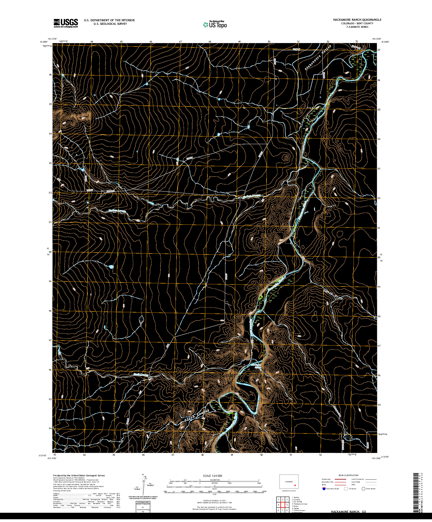 US TOPO 7.5-MINUTE MAP FOR HACKAMORE RANCH, CO