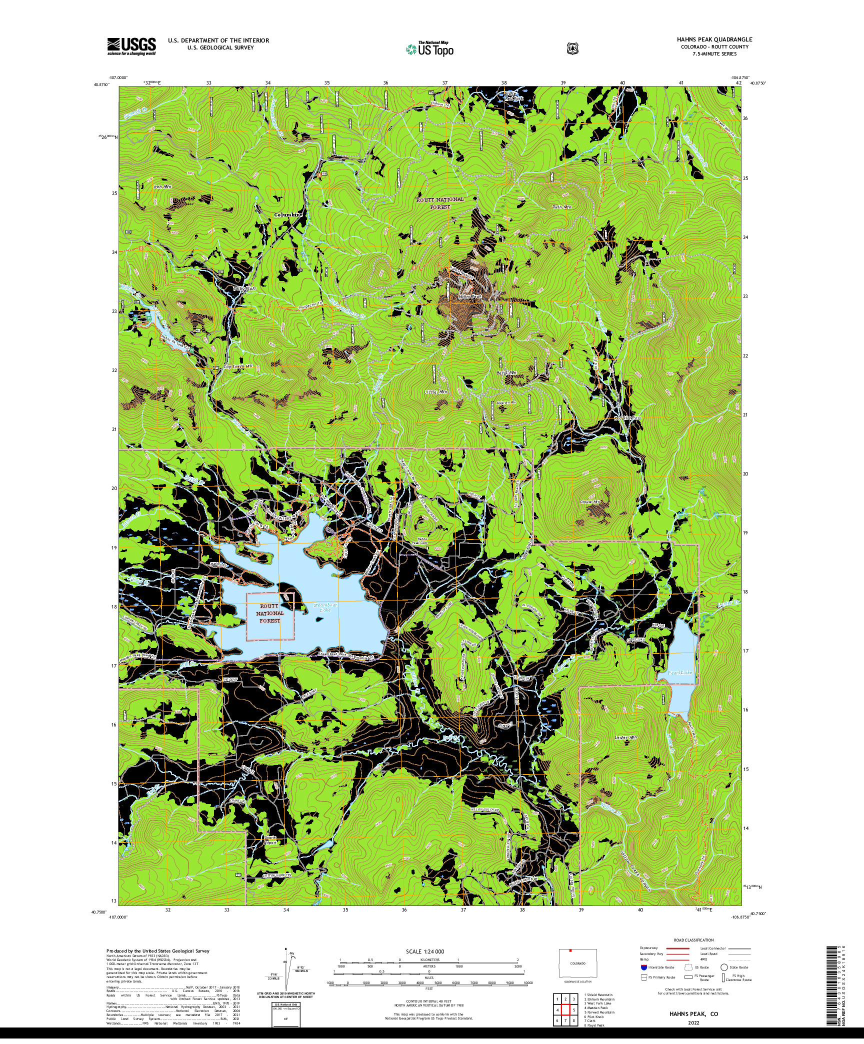 US TOPO 7.5-MINUTE MAP FOR HAHNS PEAK, CO