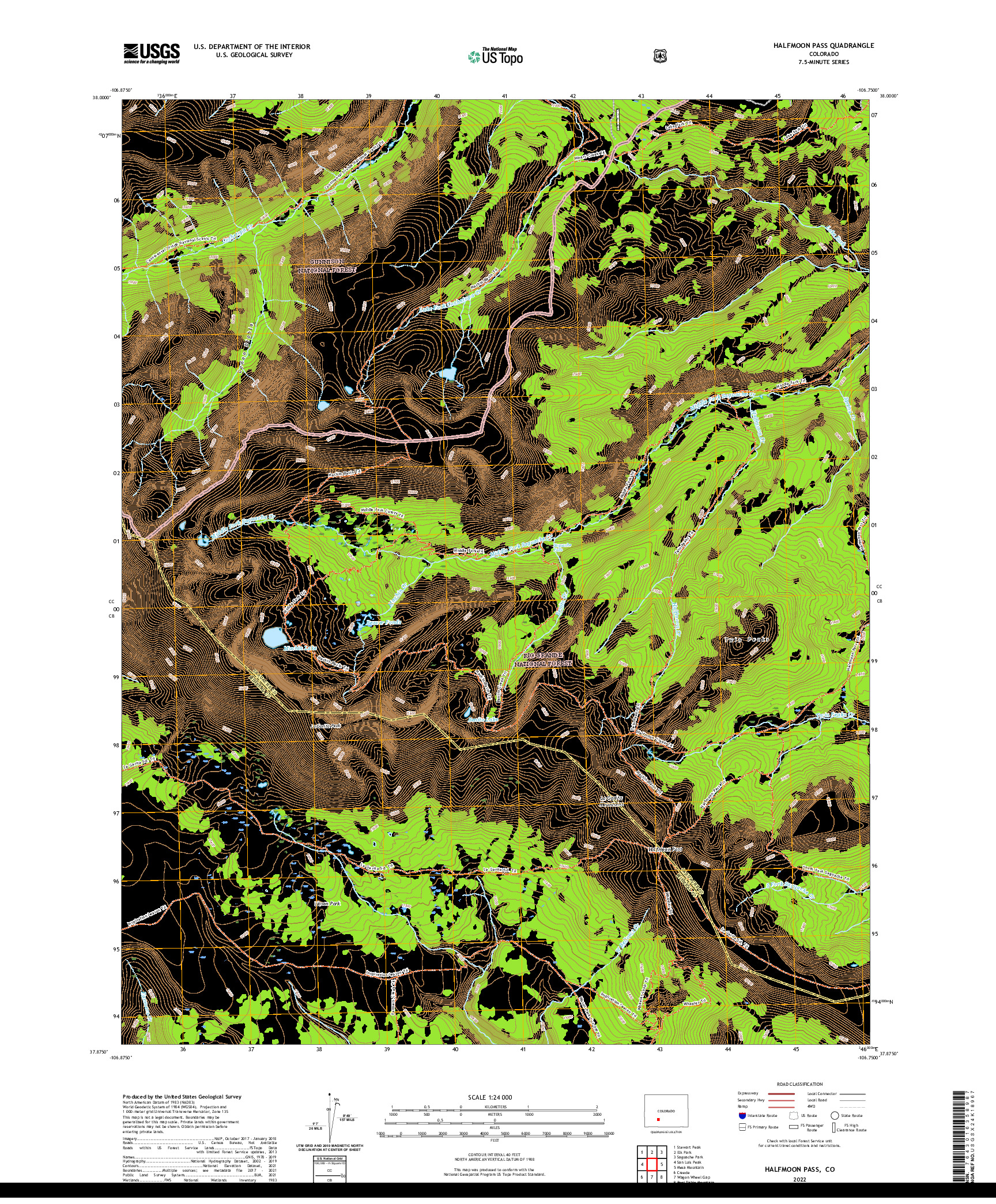 US TOPO 7.5-MINUTE MAP FOR HALFMOON PASS, CO