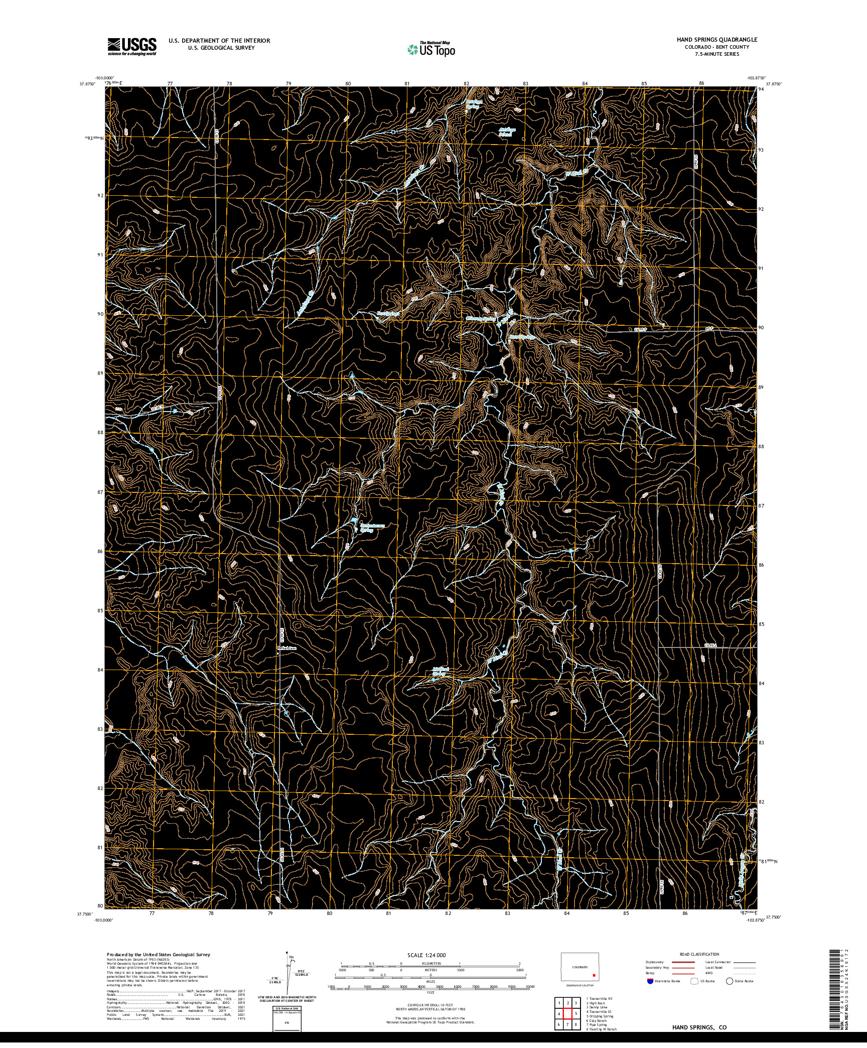 US TOPO 7.5-MINUTE MAP FOR HAND SPRINGS, CO