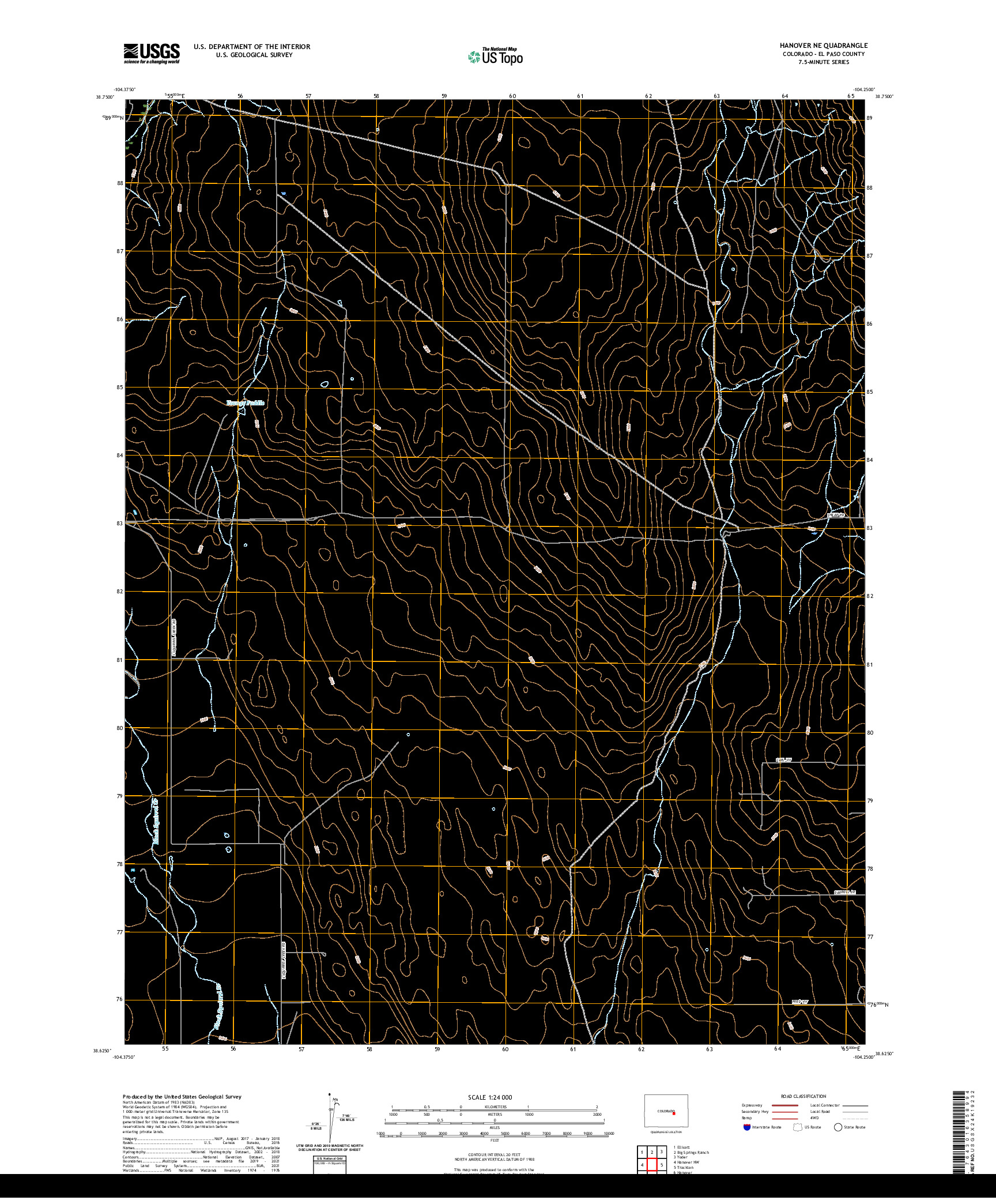 US TOPO 7.5-MINUTE MAP FOR HANOVER NE, CO