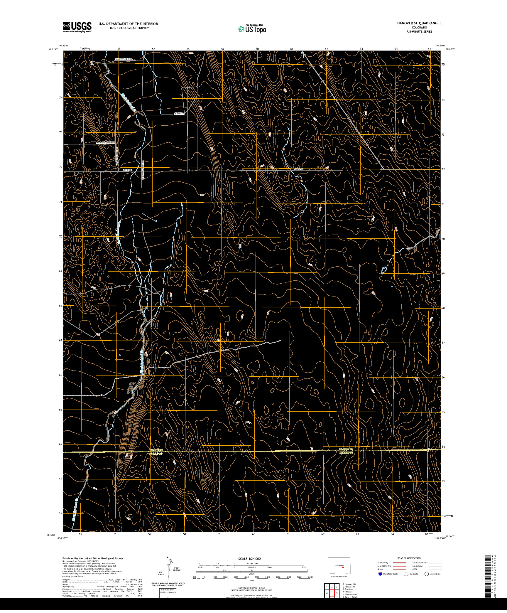 US TOPO 7.5-MINUTE MAP FOR HANOVER SE, CO