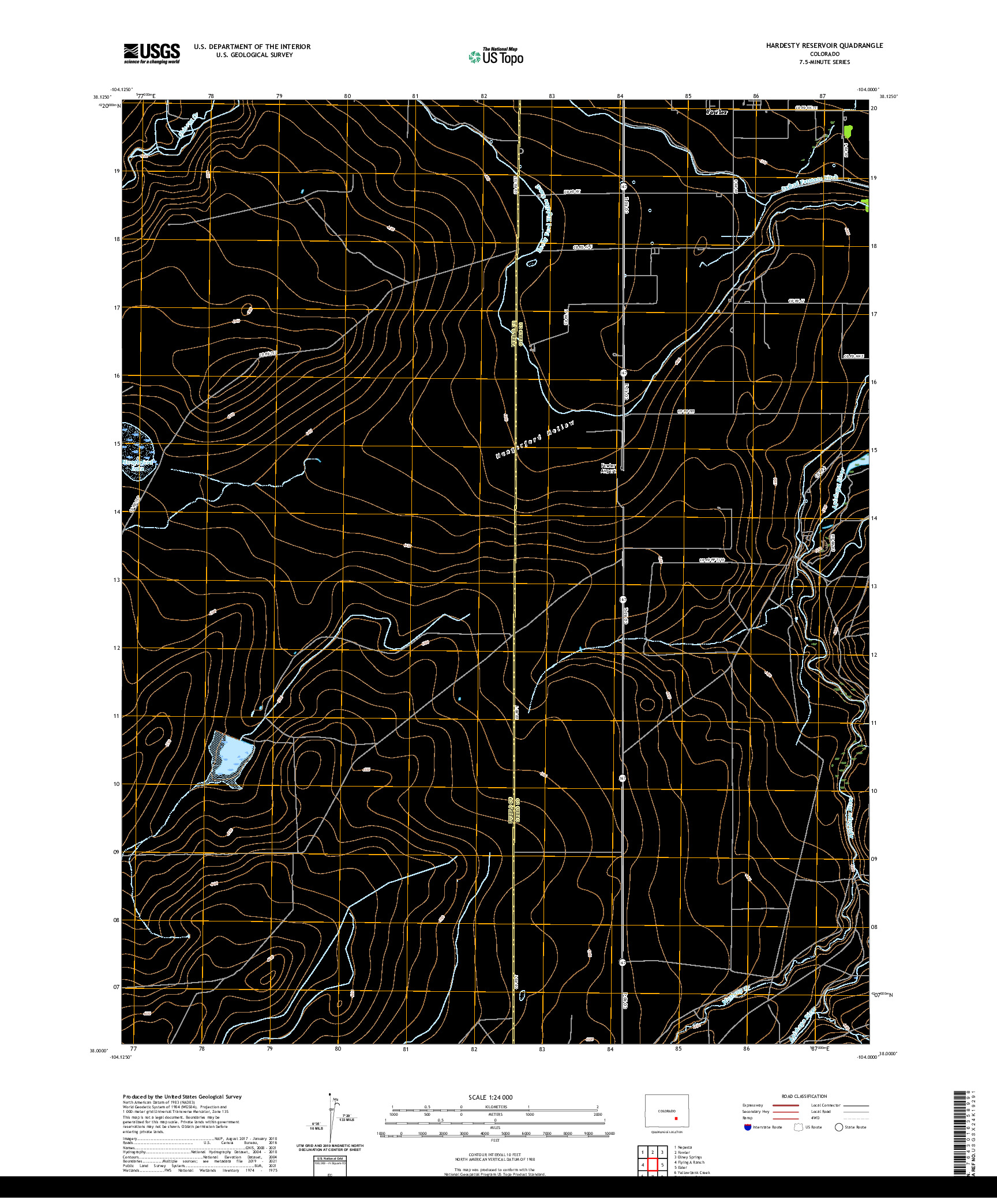 US TOPO 7.5-MINUTE MAP FOR HARDESTY RESERVOIR, CO