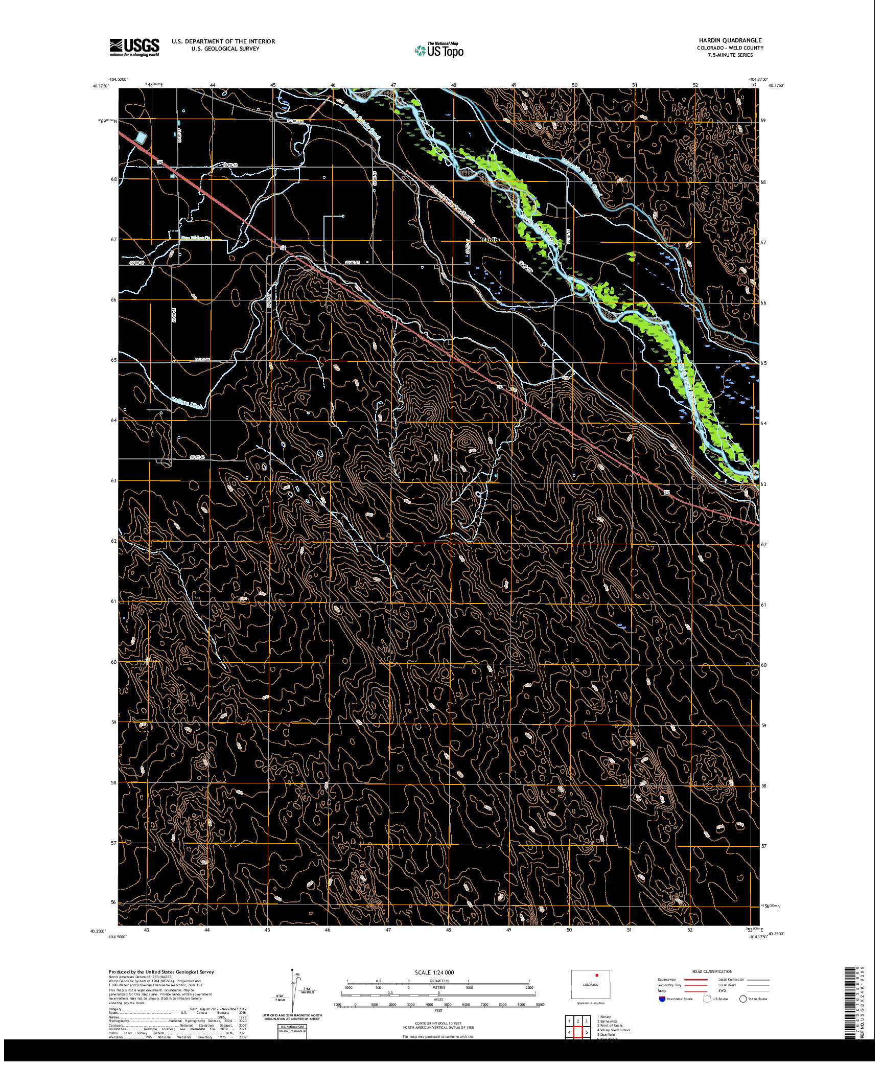 US TOPO 7.5-MINUTE MAP FOR HARDIN, CO