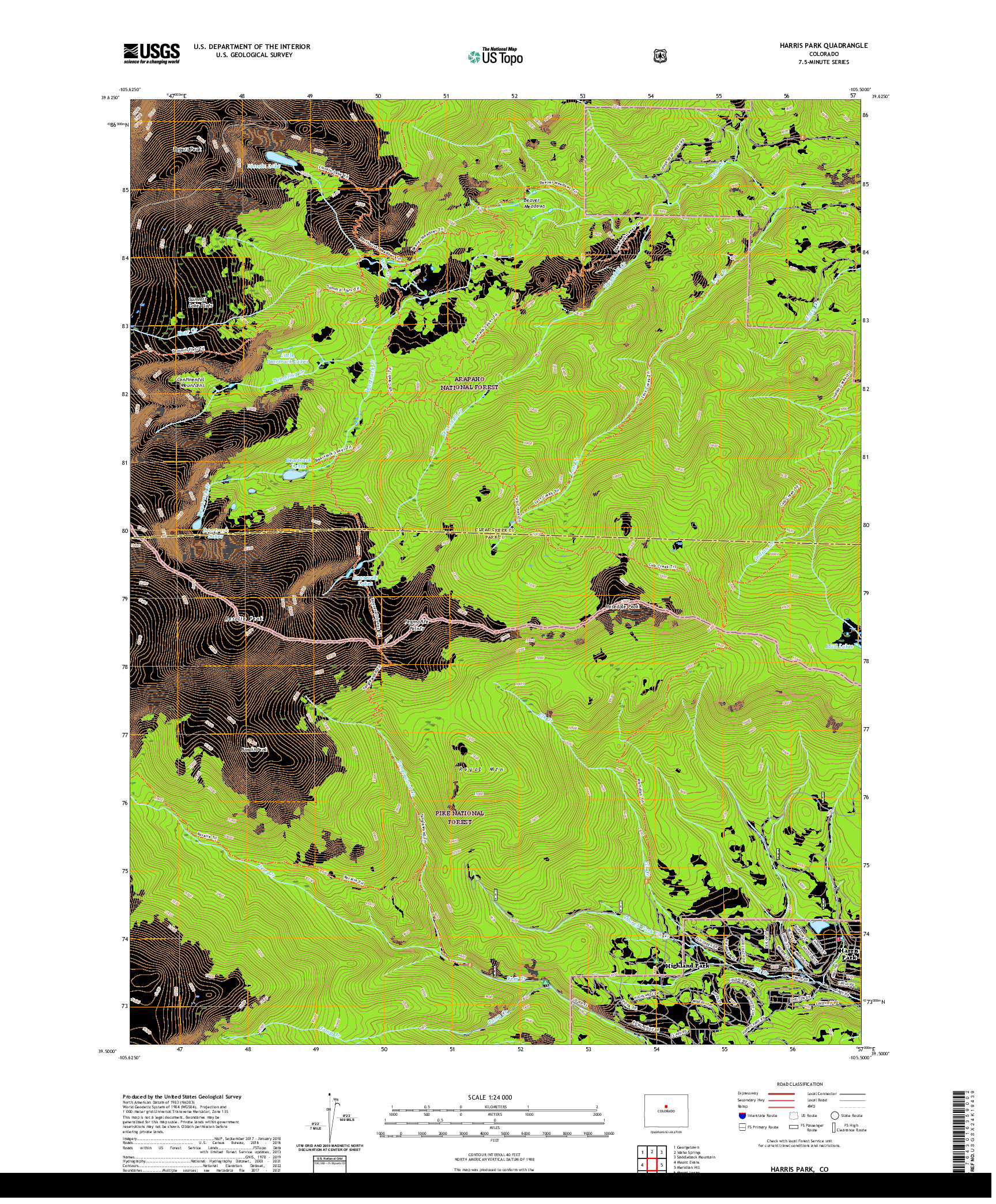 US TOPO 7.5-MINUTE MAP FOR HARRIS PARK, CO