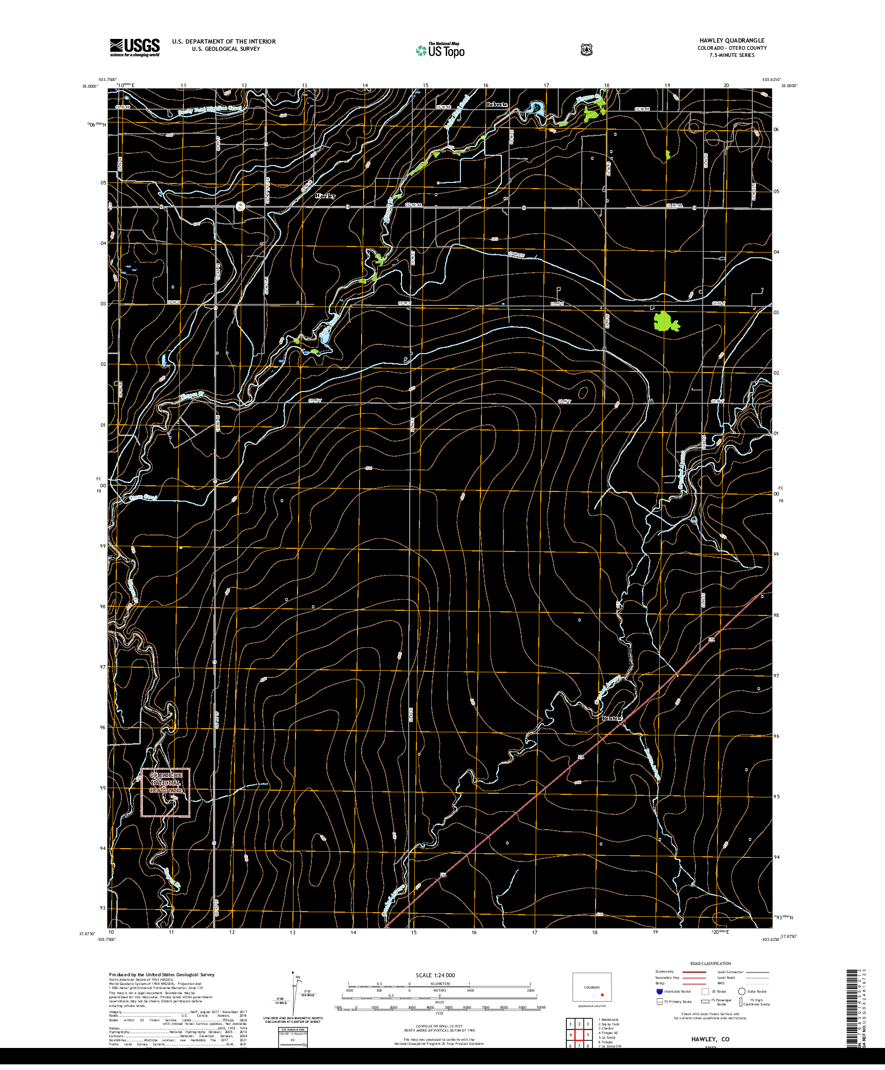 US TOPO 7.5-MINUTE MAP FOR HAWLEY, CO