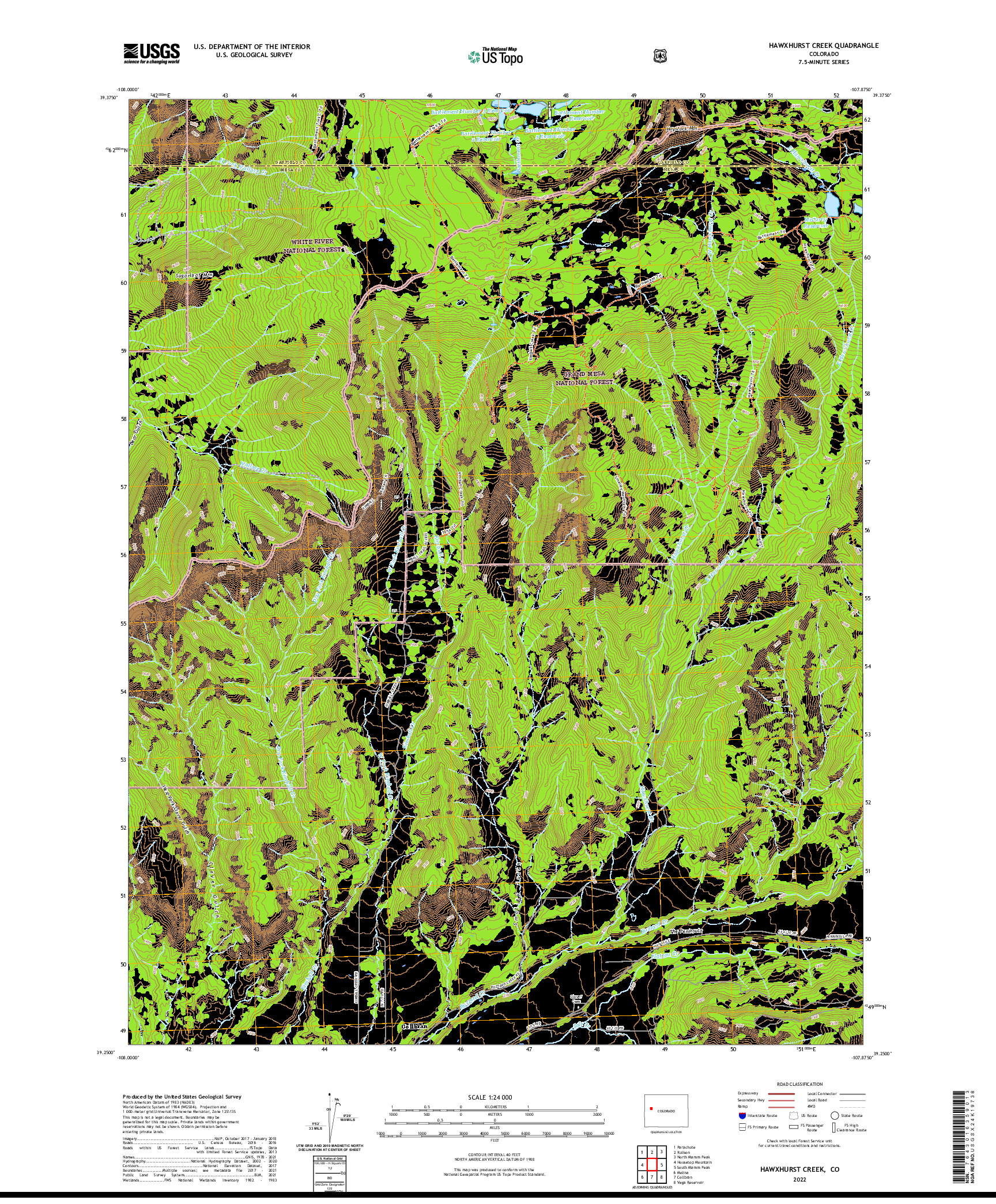 US TOPO 7.5-MINUTE MAP FOR HAWXHURST CREEK, CO