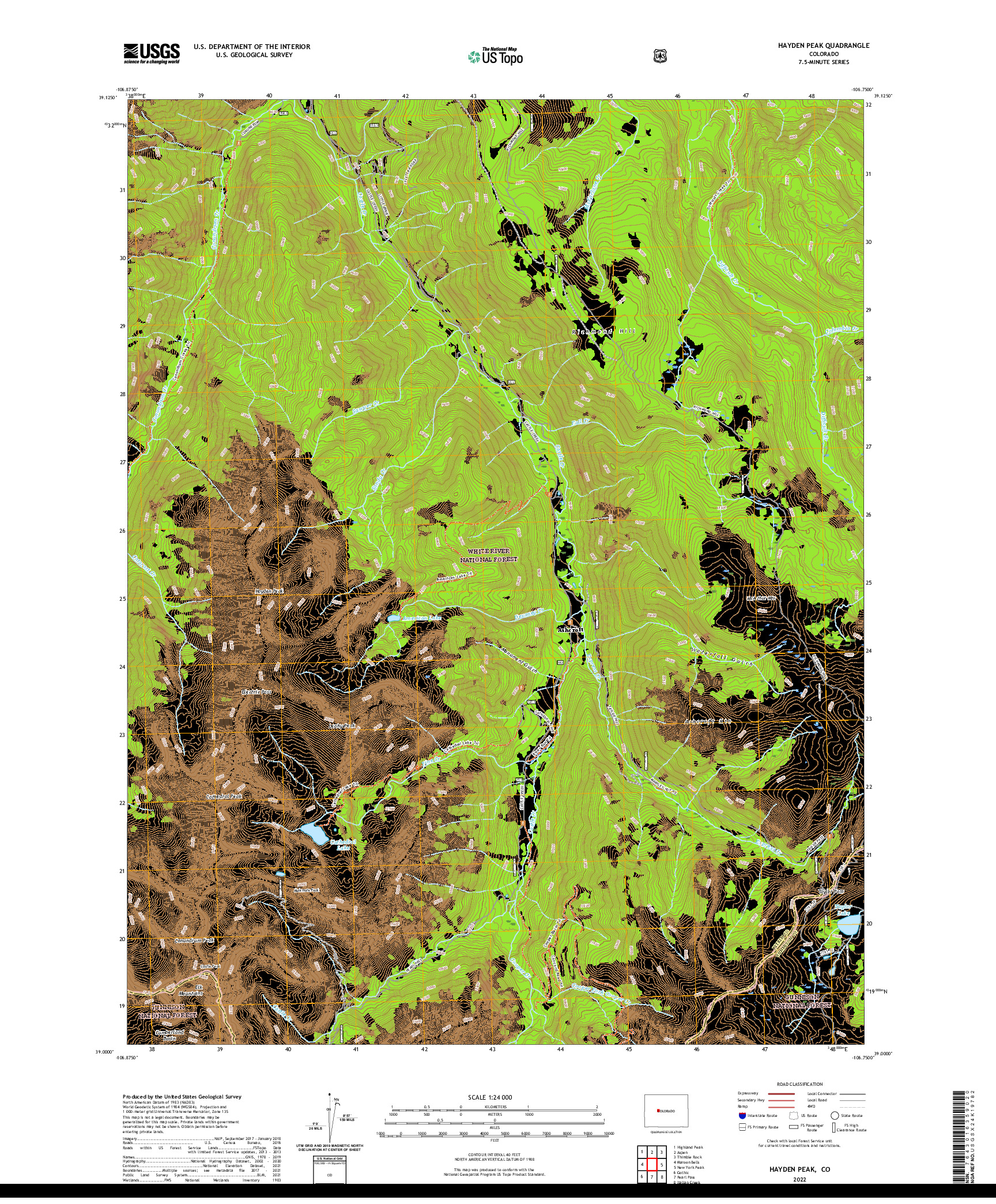 US TOPO 7.5-MINUTE MAP FOR HAYDEN PEAK, CO