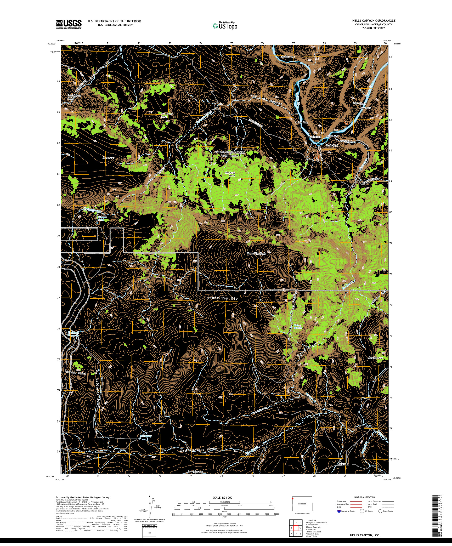 US TOPO 7.5-MINUTE MAP FOR HELLS CANYON, CO