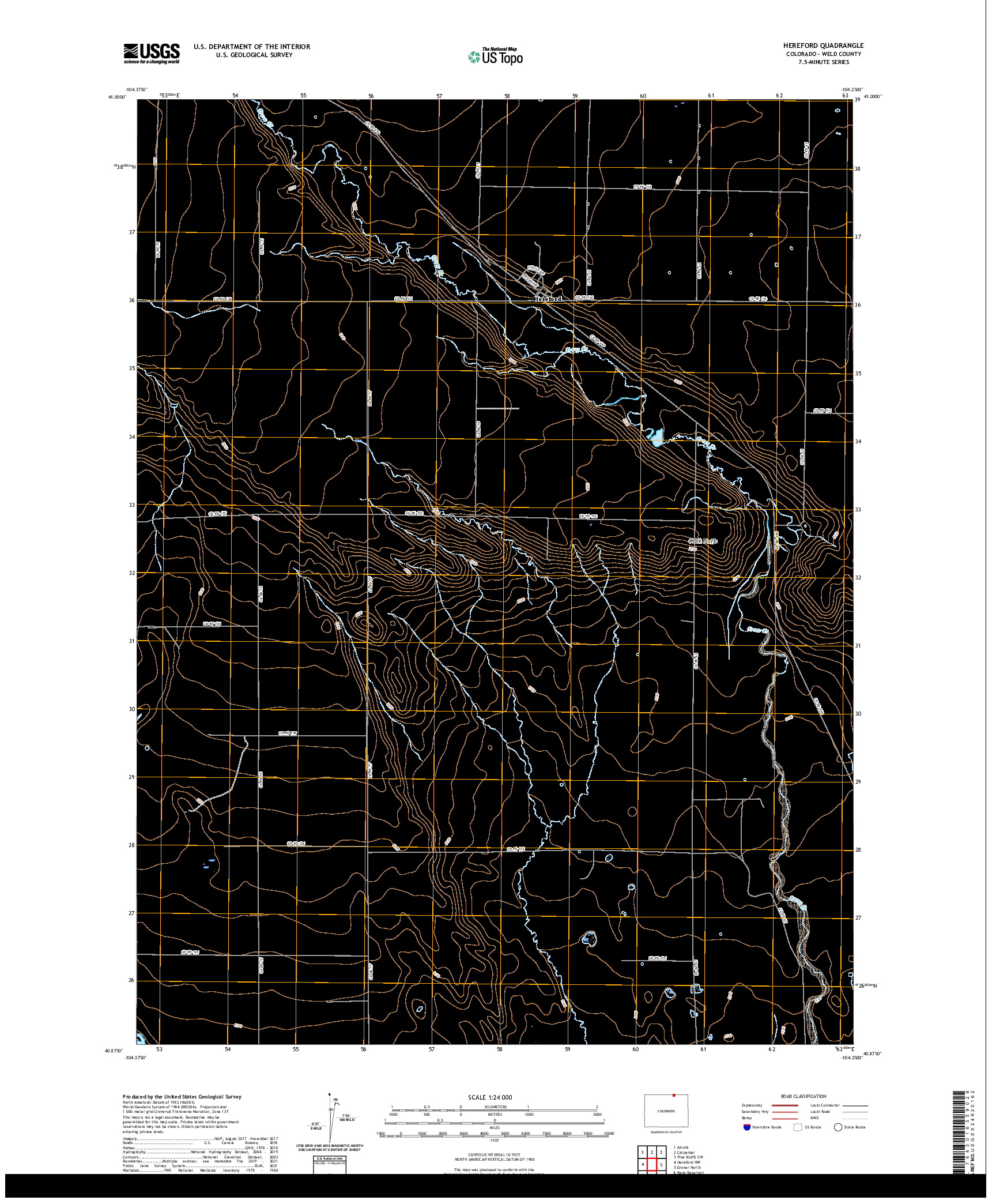 US TOPO 7.5-MINUTE MAP FOR HEREFORD, CO