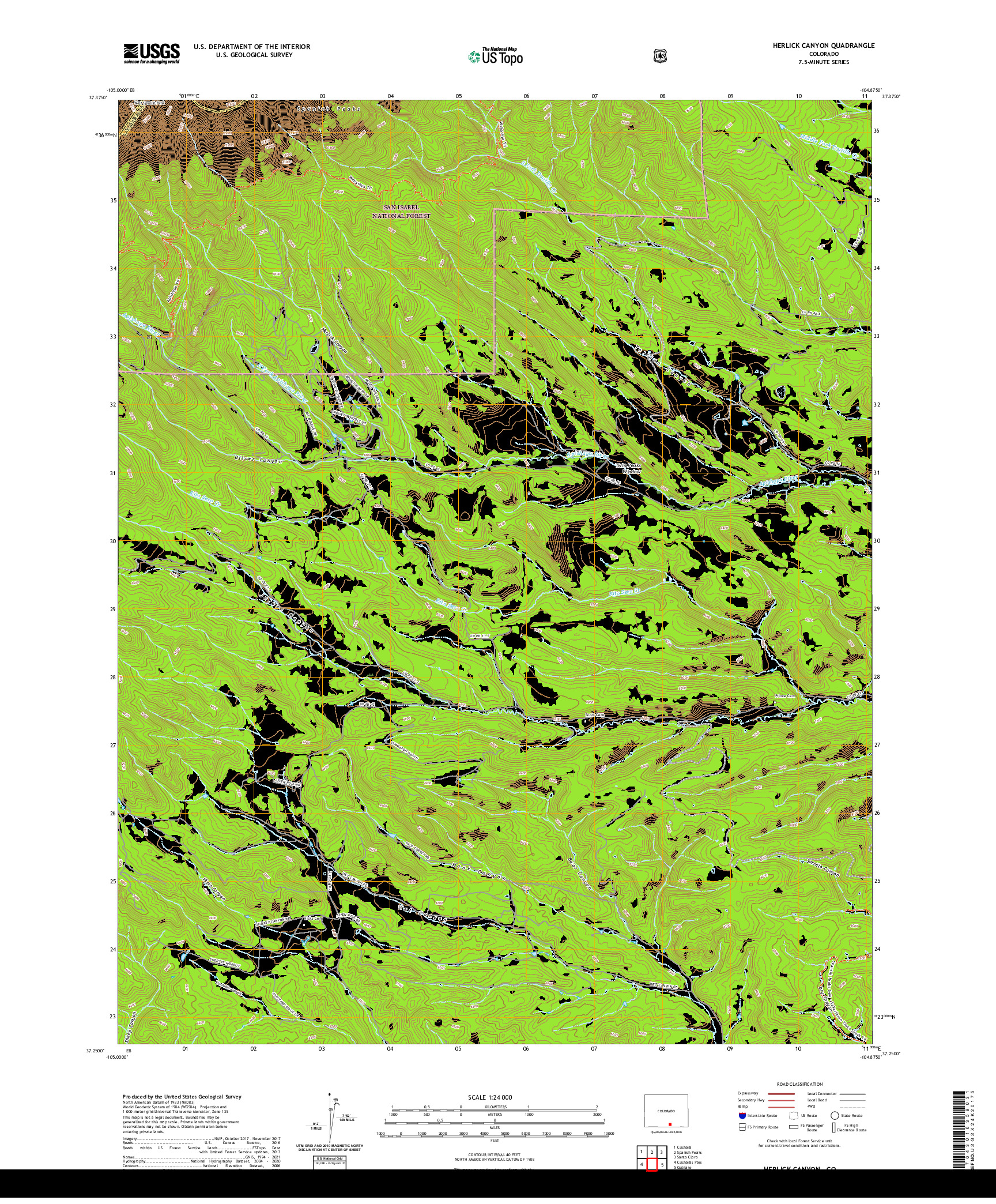 US TOPO 7.5-MINUTE MAP FOR HERLICK CANYON, CO