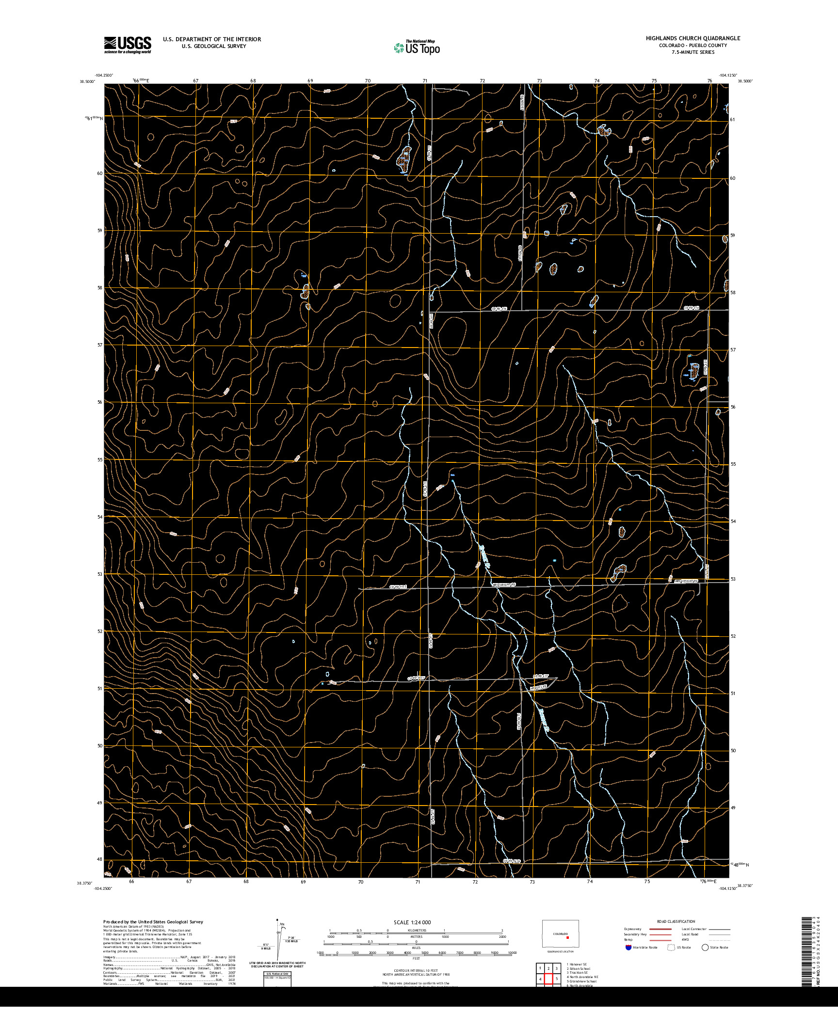 US TOPO 7.5-MINUTE MAP FOR HIGHLANDS CHURCH, CO