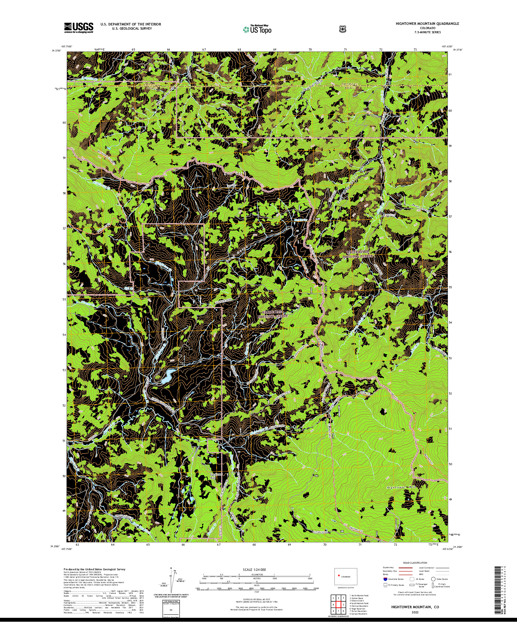 US TOPO 7.5-MINUTE MAP FOR HIGHTOWER MOUNTAIN, CO