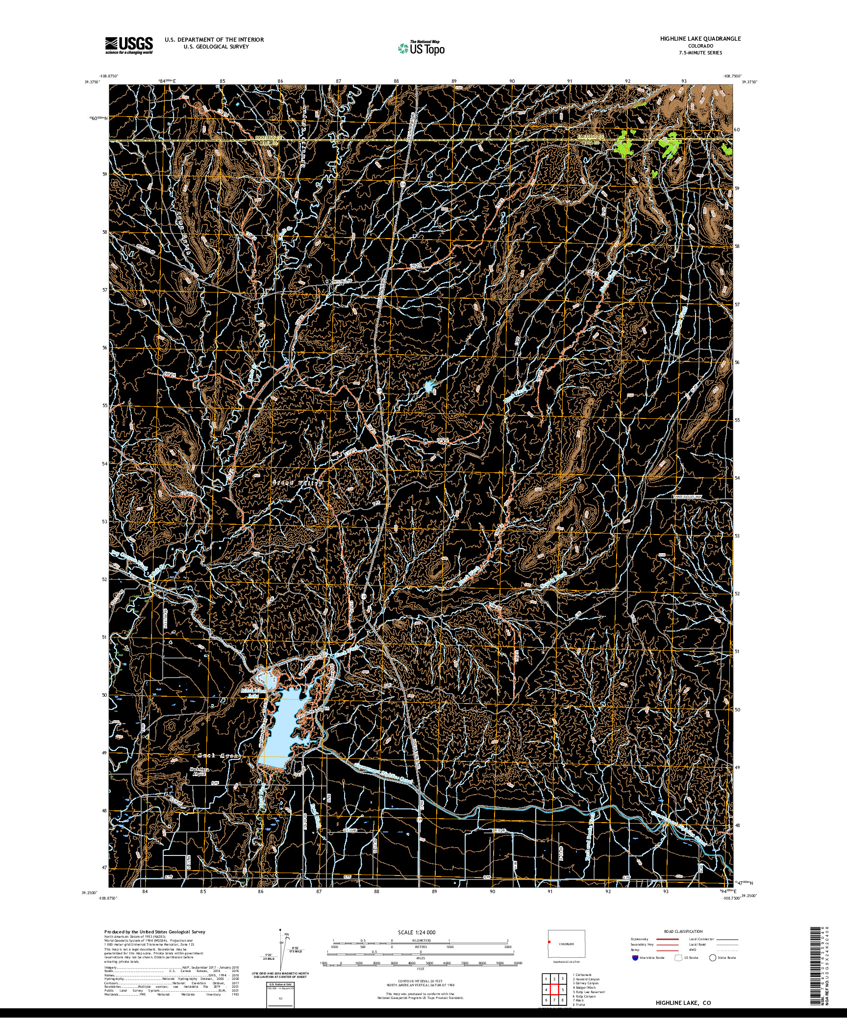 US TOPO 7.5-MINUTE MAP FOR HIGHLINE LAKE, CO