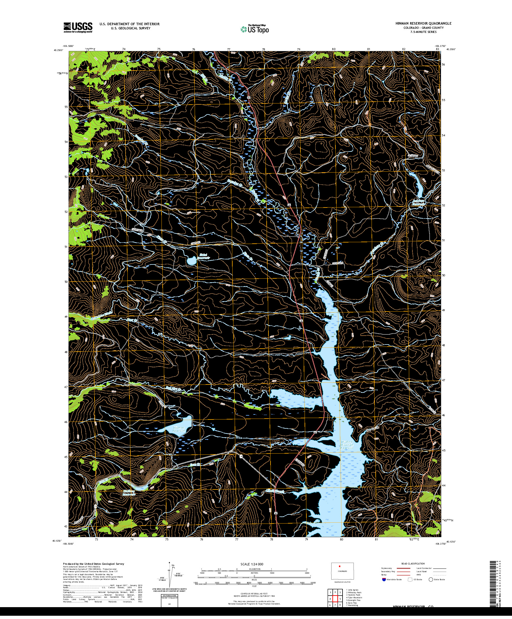 US TOPO 7.5-MINUTE MAP FOR HINMAN RESERVOIR, CO