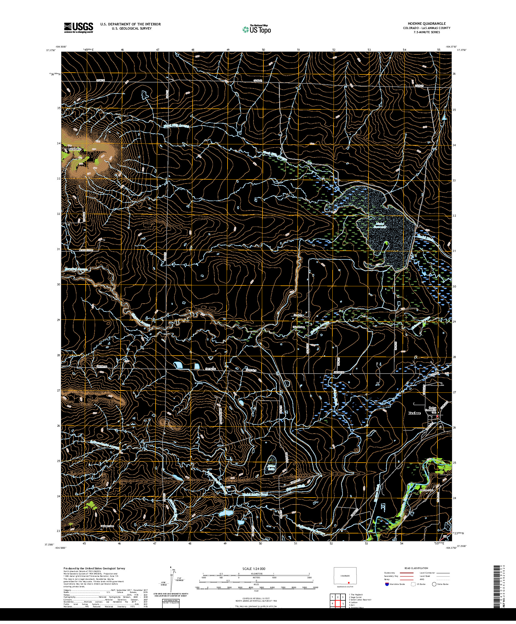 US TOPO 7.5-MINUTE MAP FOR HOEHNE, CO