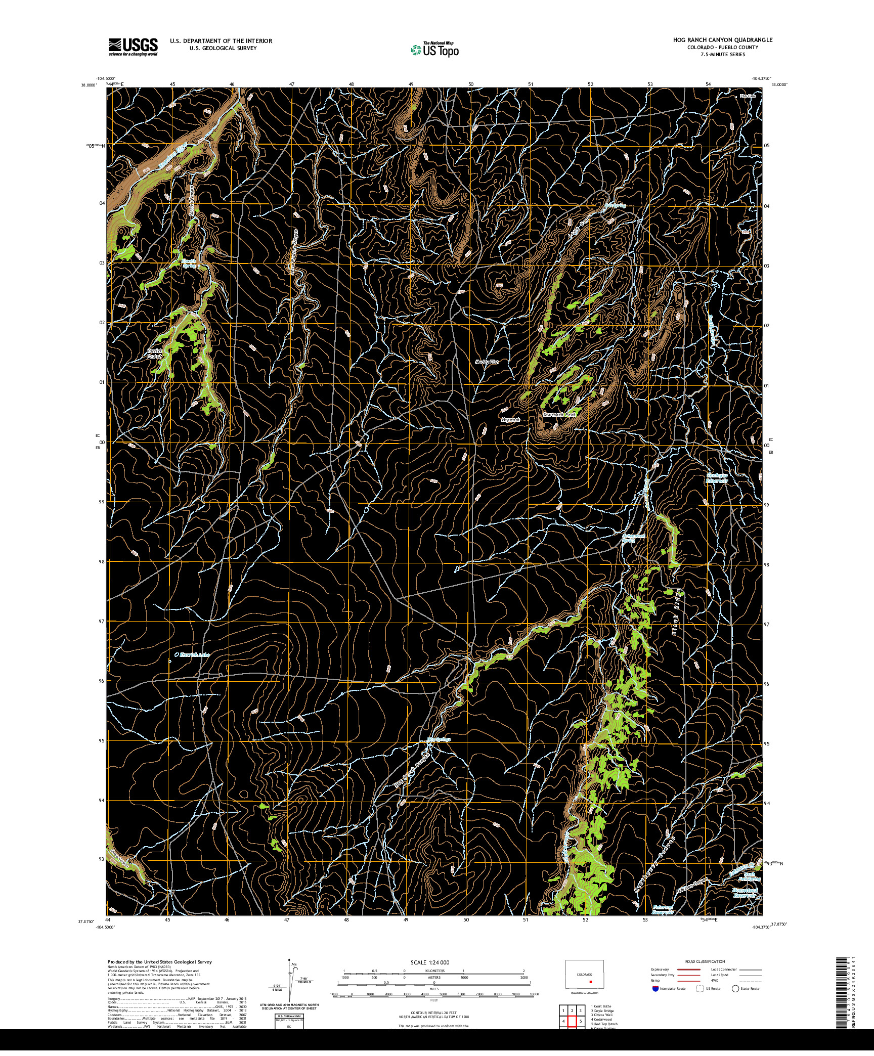 US TOPO 7.5-MINUTE MAP FOR HOG RANCH CANYON, CO