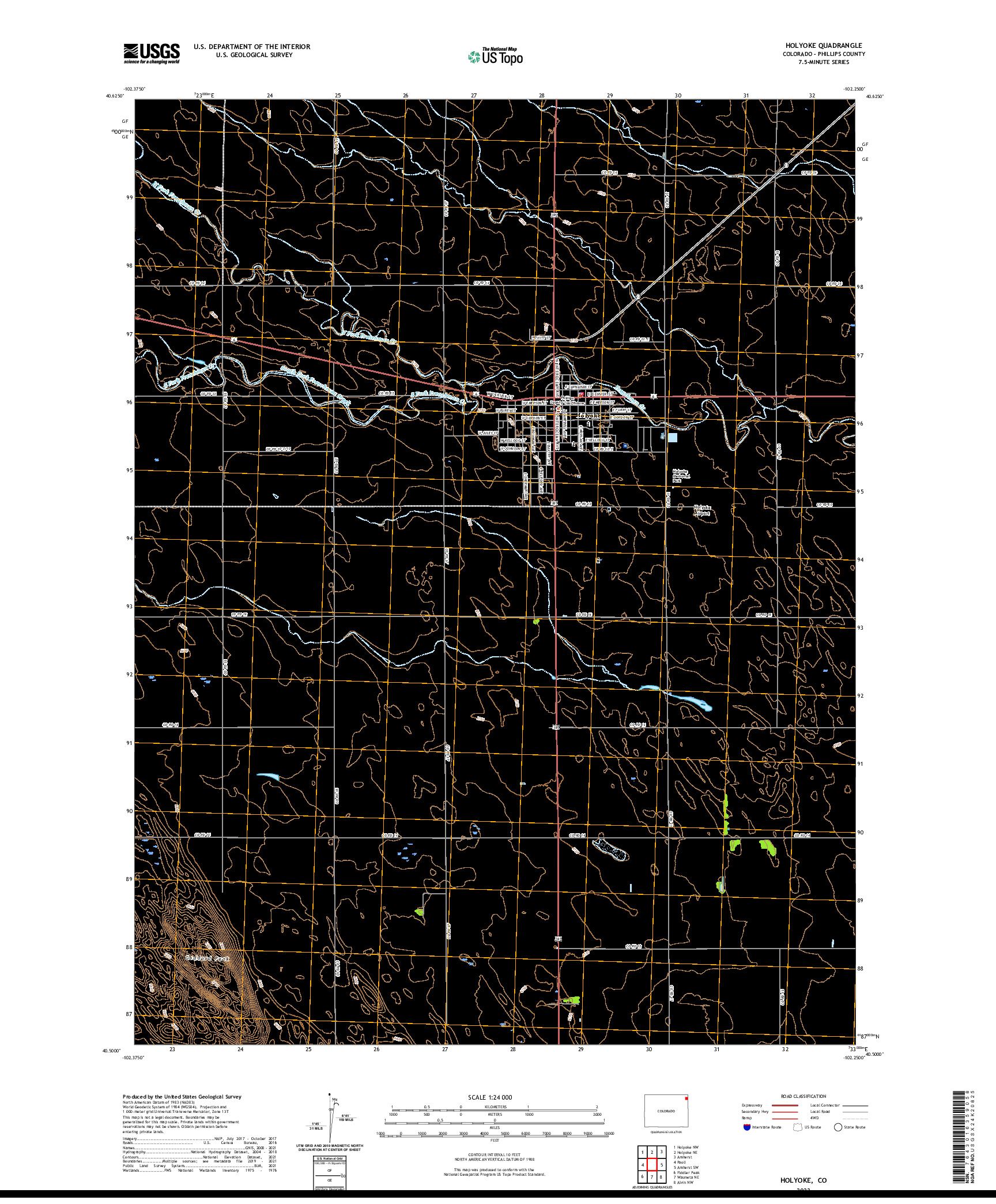 US TOPO 7.5-MINUTE MAP FOR HOLYOKE, CO