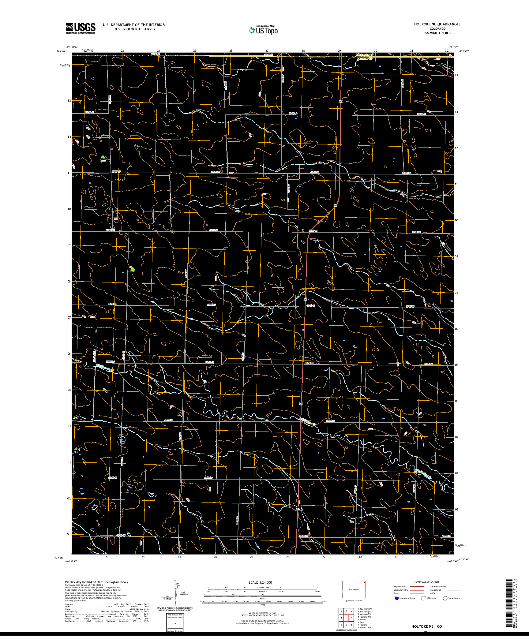 US TOPO 7.5-MINUTE MAP FOR HOLYOKE NE, CO