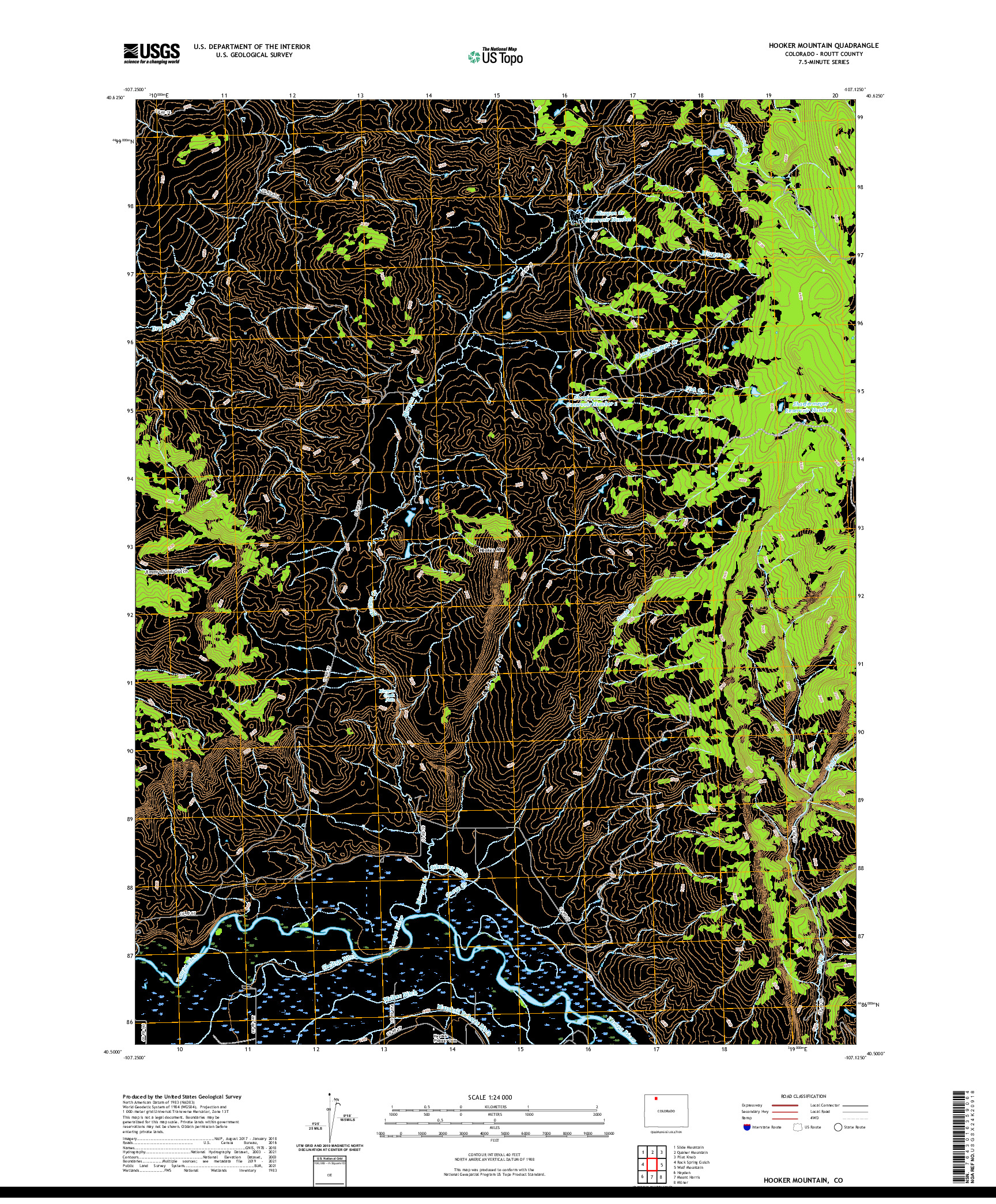 US TOPO 7.5-MINUTE MAP FOR HOOKER MOUNTAIN, CO