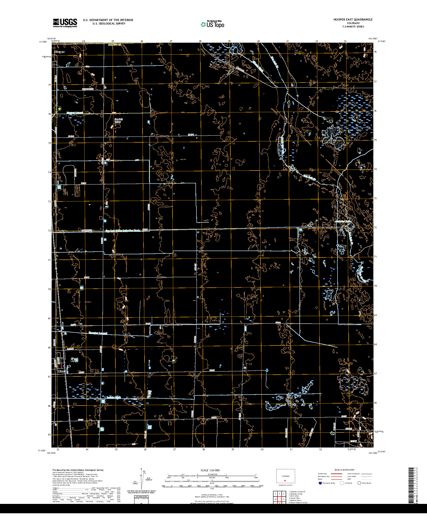 US TOPO 7.5-MINUTE MAP FOR HOOPER EAST, CO