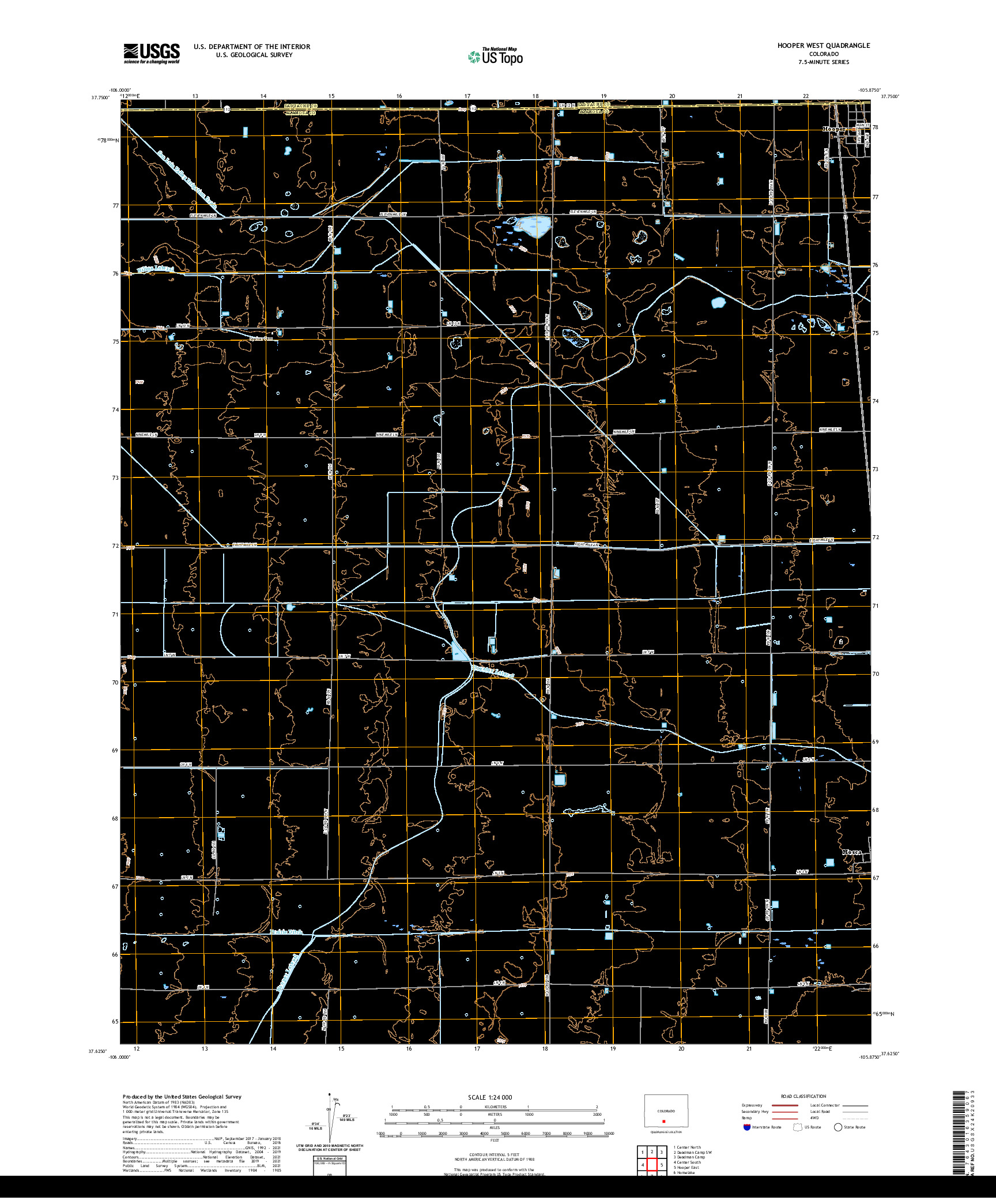 US TOPO 7.5-MINUTE MAP FOR HOOPER WEST, CO