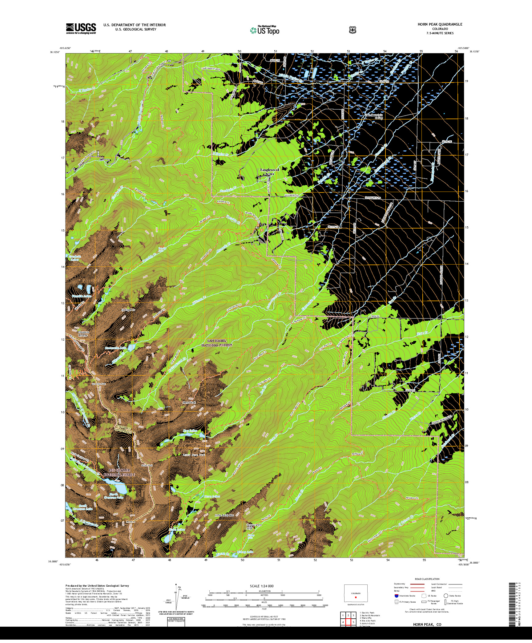 US TOPO 7.5-MINUTE MAP FOR HORN PEAK, CO