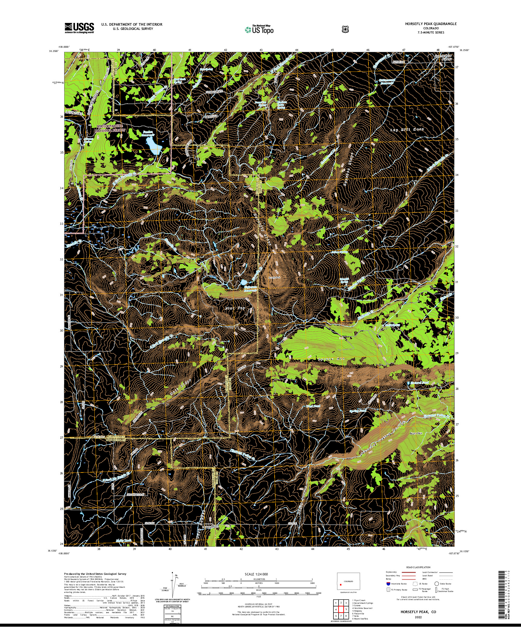 US TOPO 7.5-MINUTE MAP FOR HORSEFLY PEAK, CO