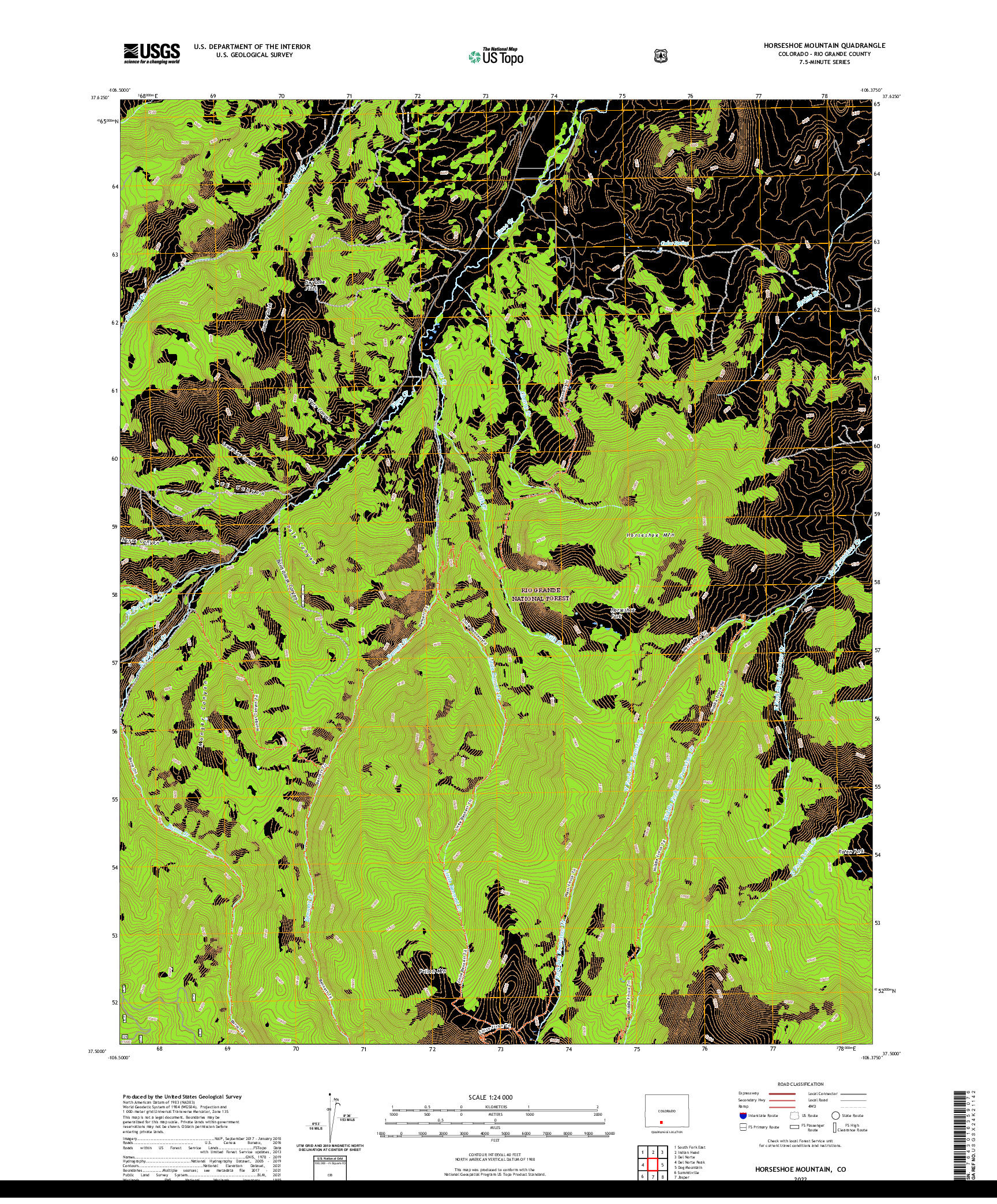 US TOPO 7.5-MINUTE MAP FOR HORSESHOE MOUNTAIN, CO