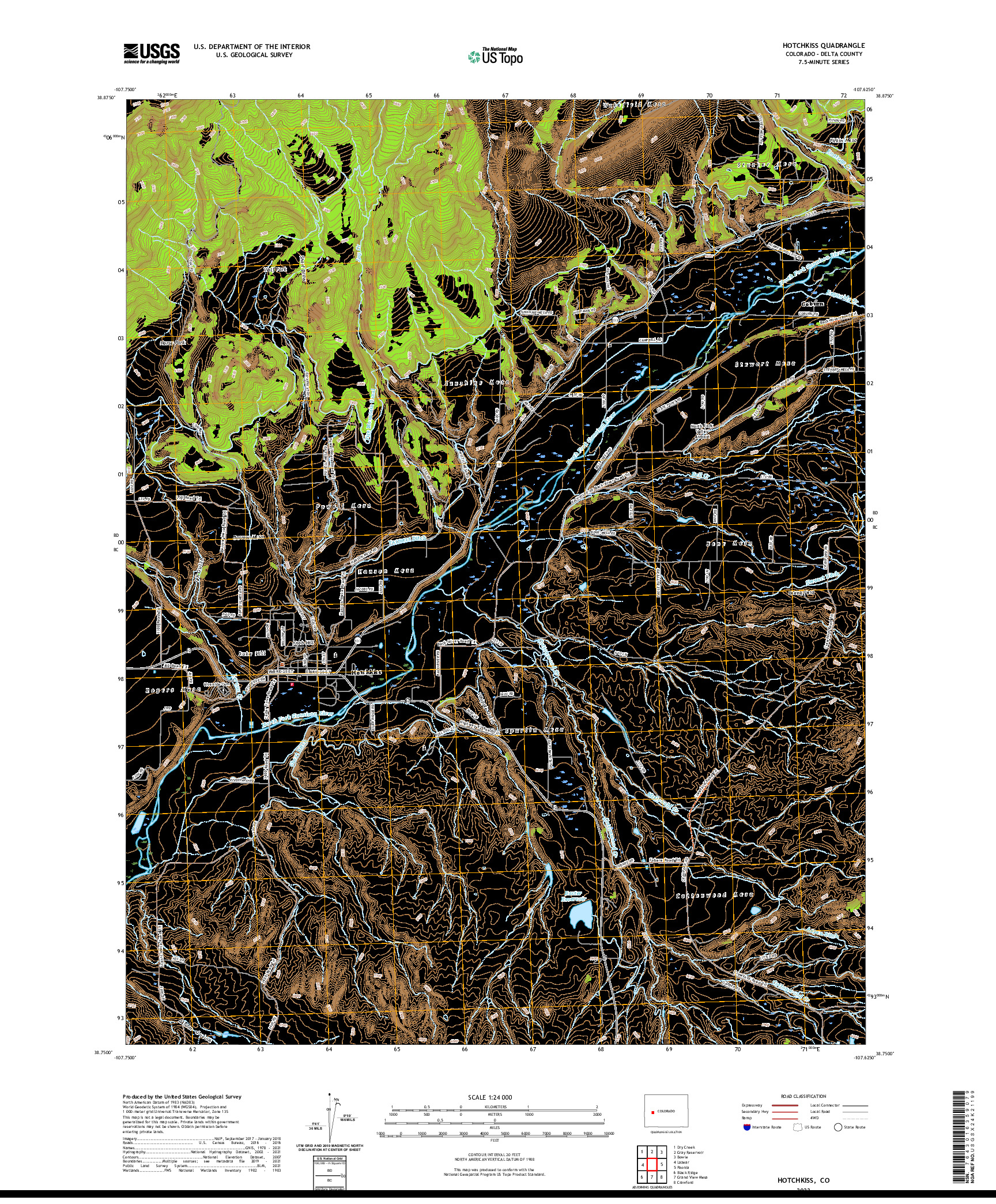 US TOPO 7.5-MINUTE MAP FOR HOTCHKISS, CO