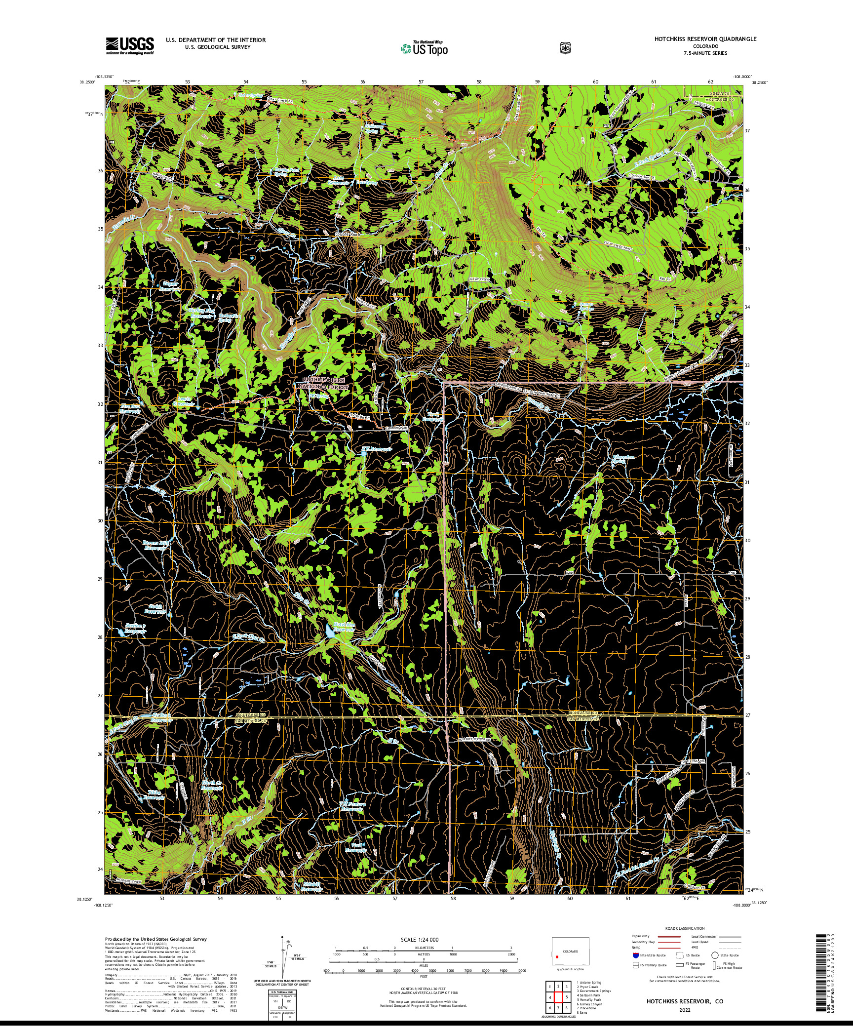 US TOPO 7.5-MINUTE MAP FOR HOTCHKISS RESERVOIR, CO