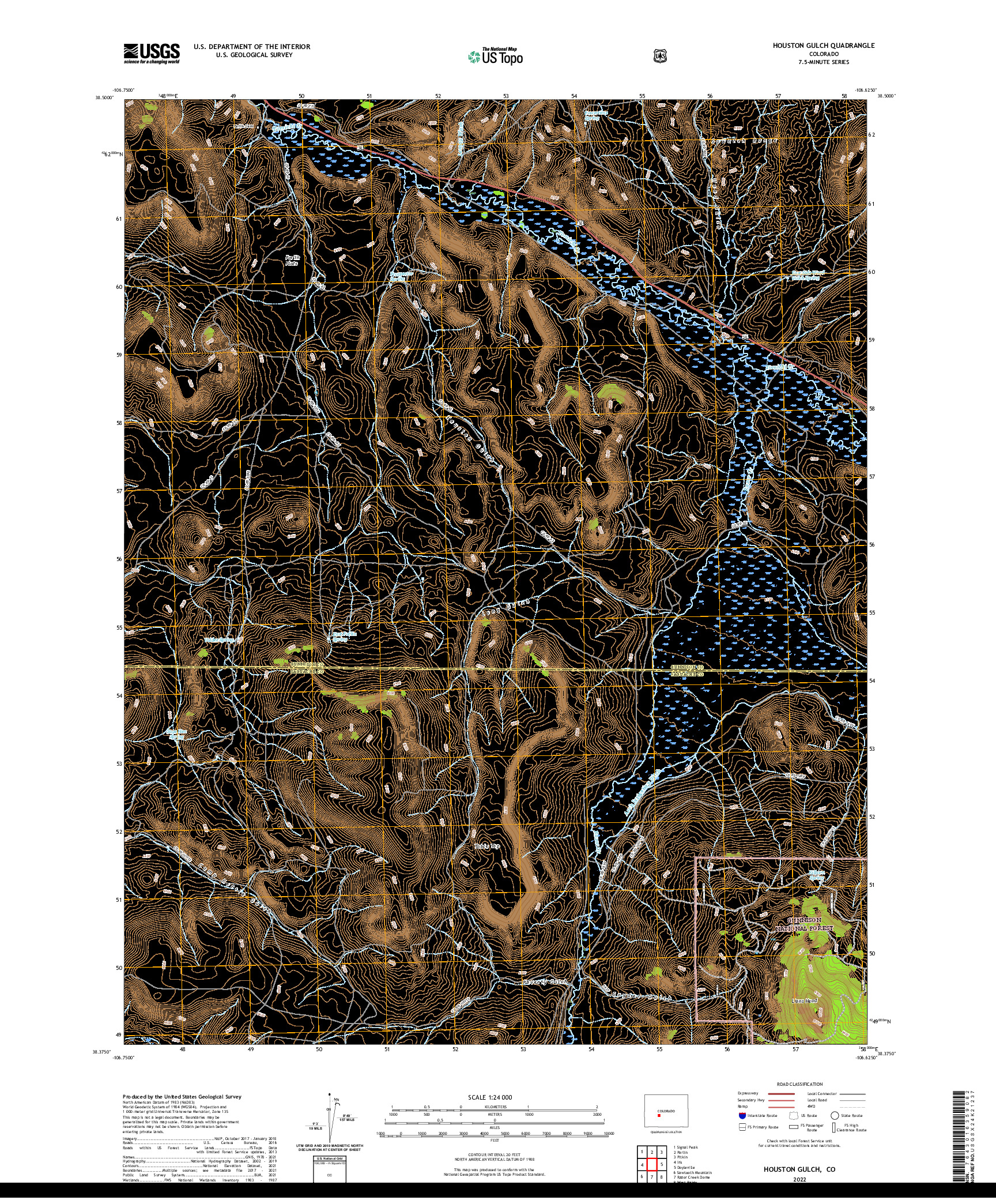 US TOPO 7.5-MINUTE MAP FOR HOUSTON GULCH, CO