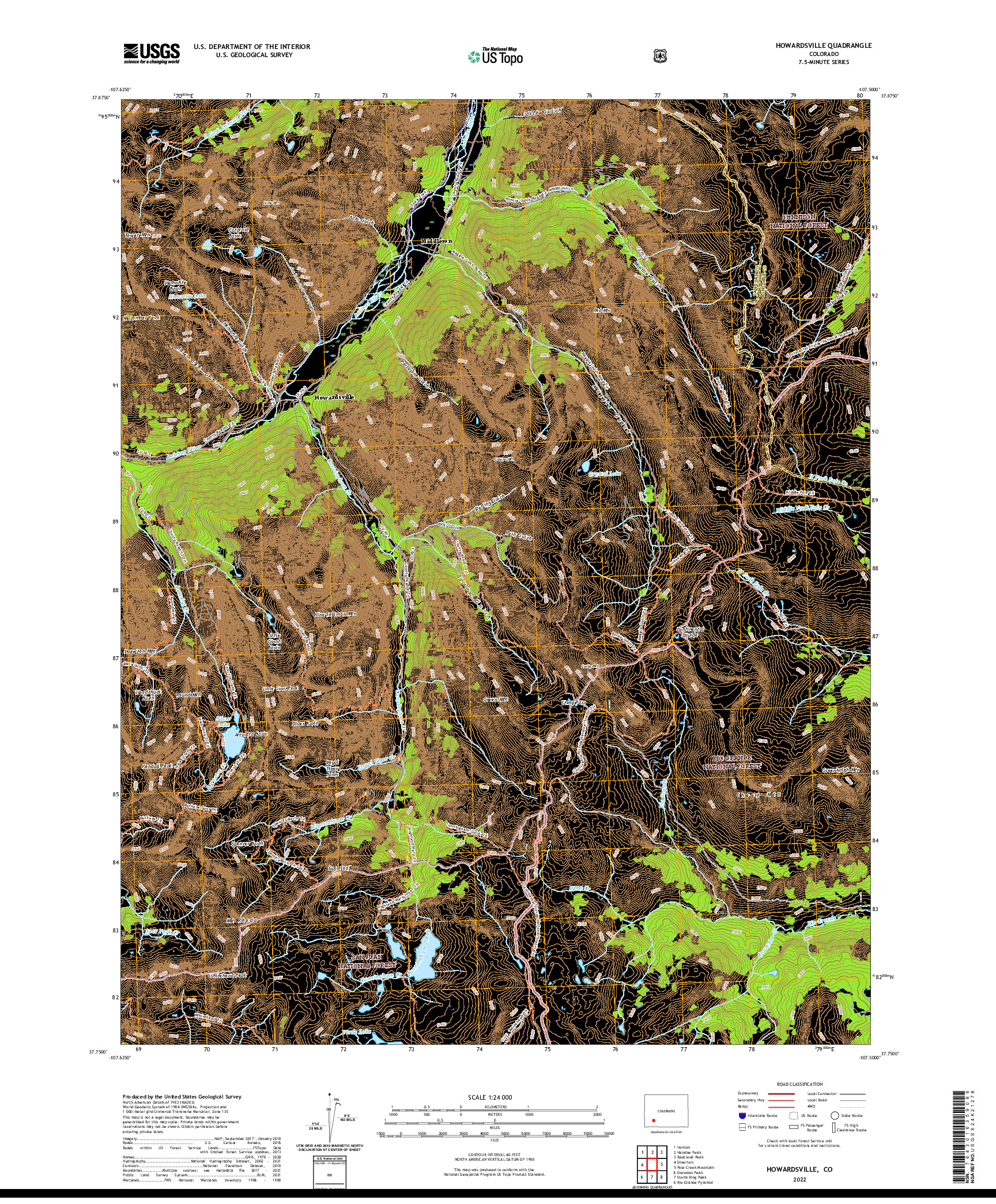 US TOPO 7.5-MINUTE MAP FOR HOWARDSVILLE, CO