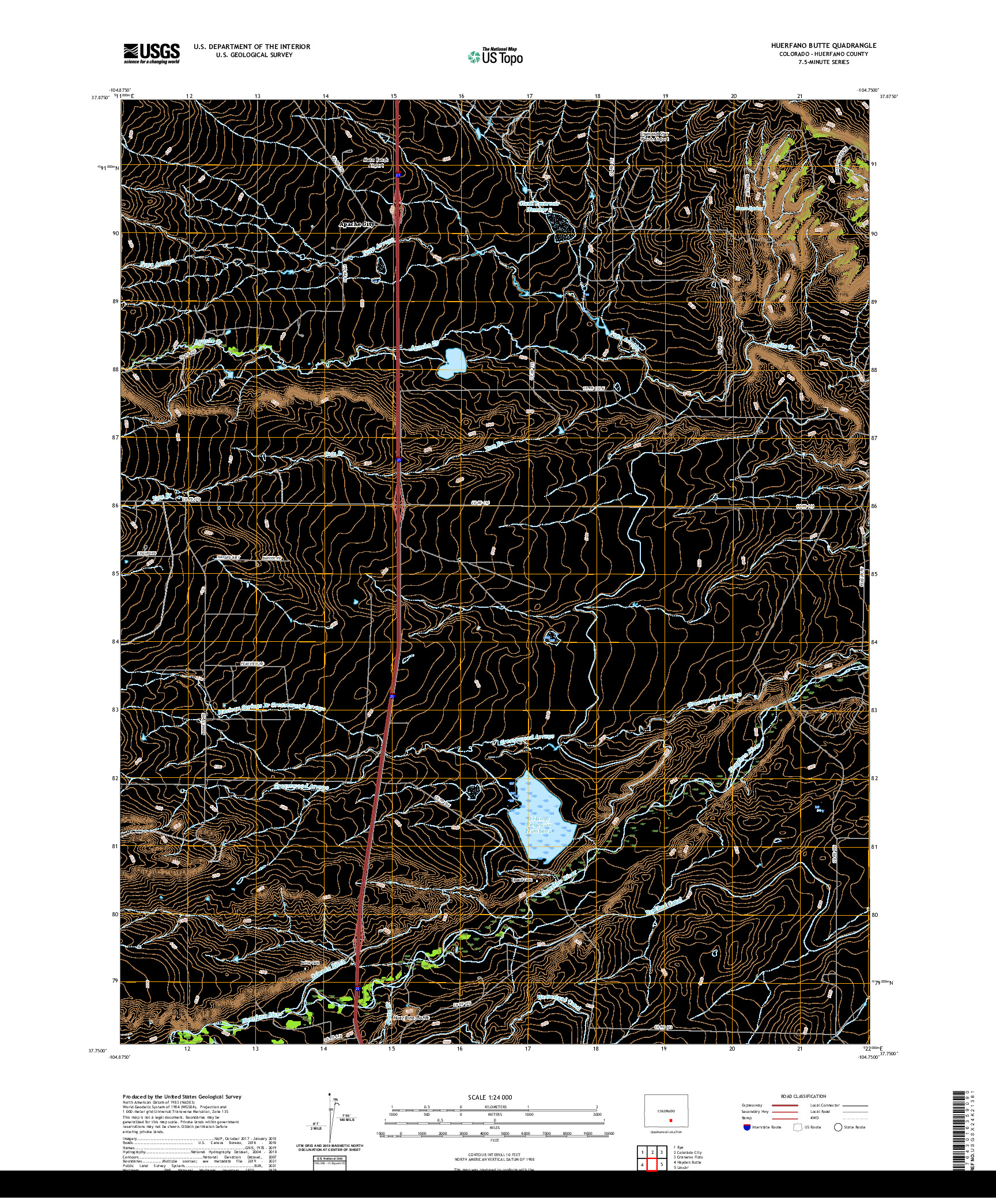 US TOPO 7.5-MINUTE MAP FOR HUERFANO BUTTE, CO