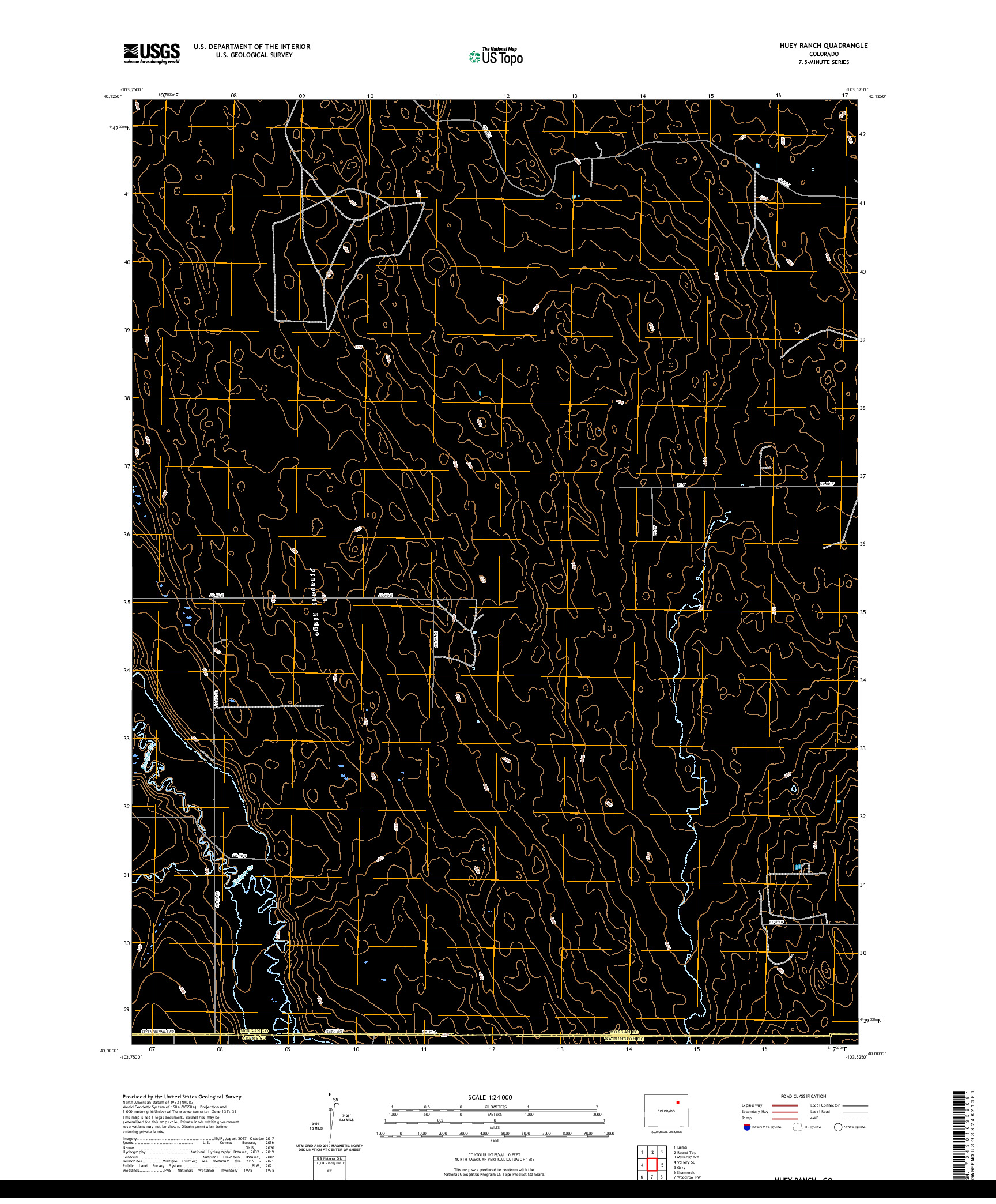 US TOPO 7.5-MINUTE MAP FOR HUEY RANCH, CO