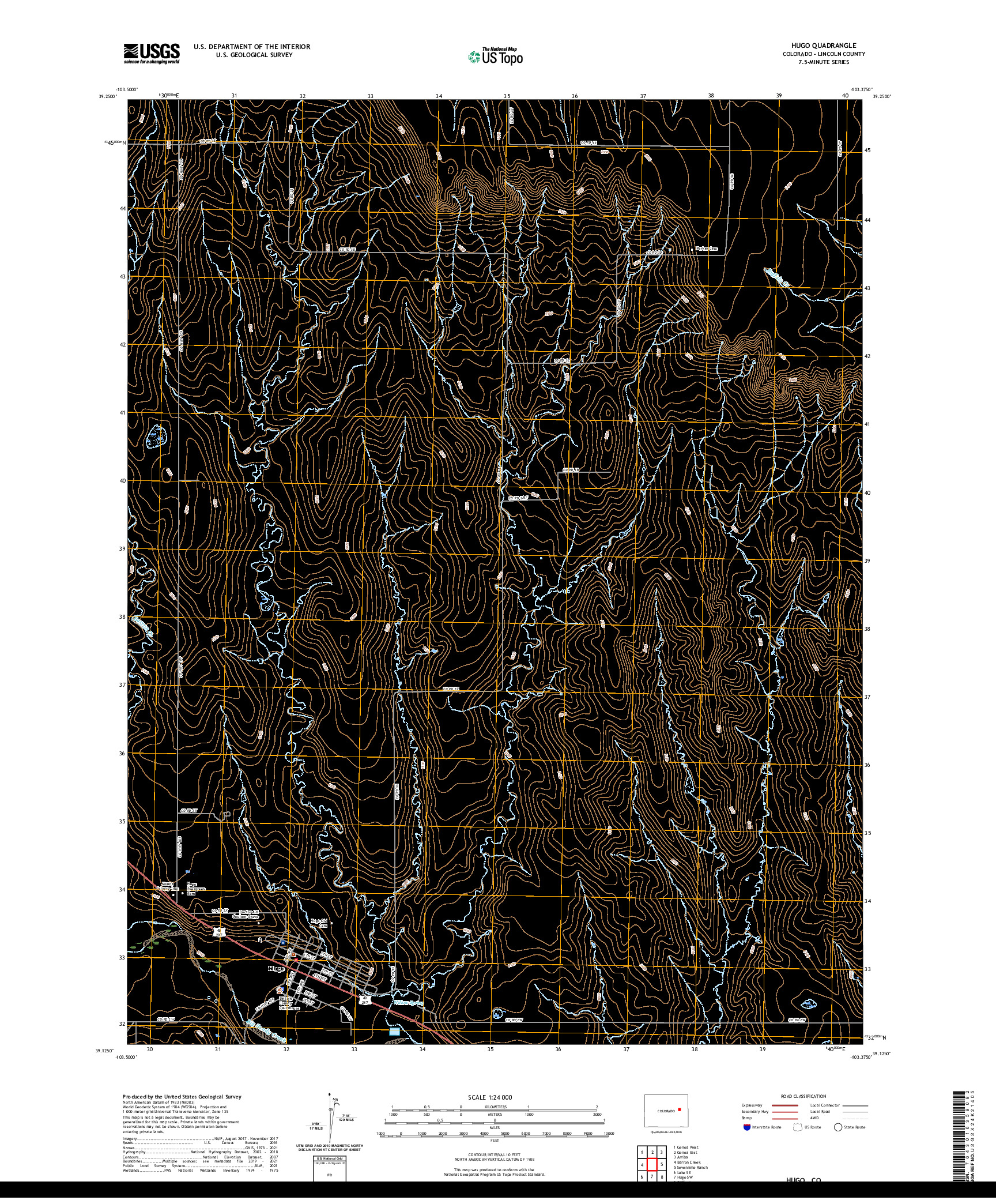 US TOPO 7.5-MINUTE MAP FOR HUGO, CO