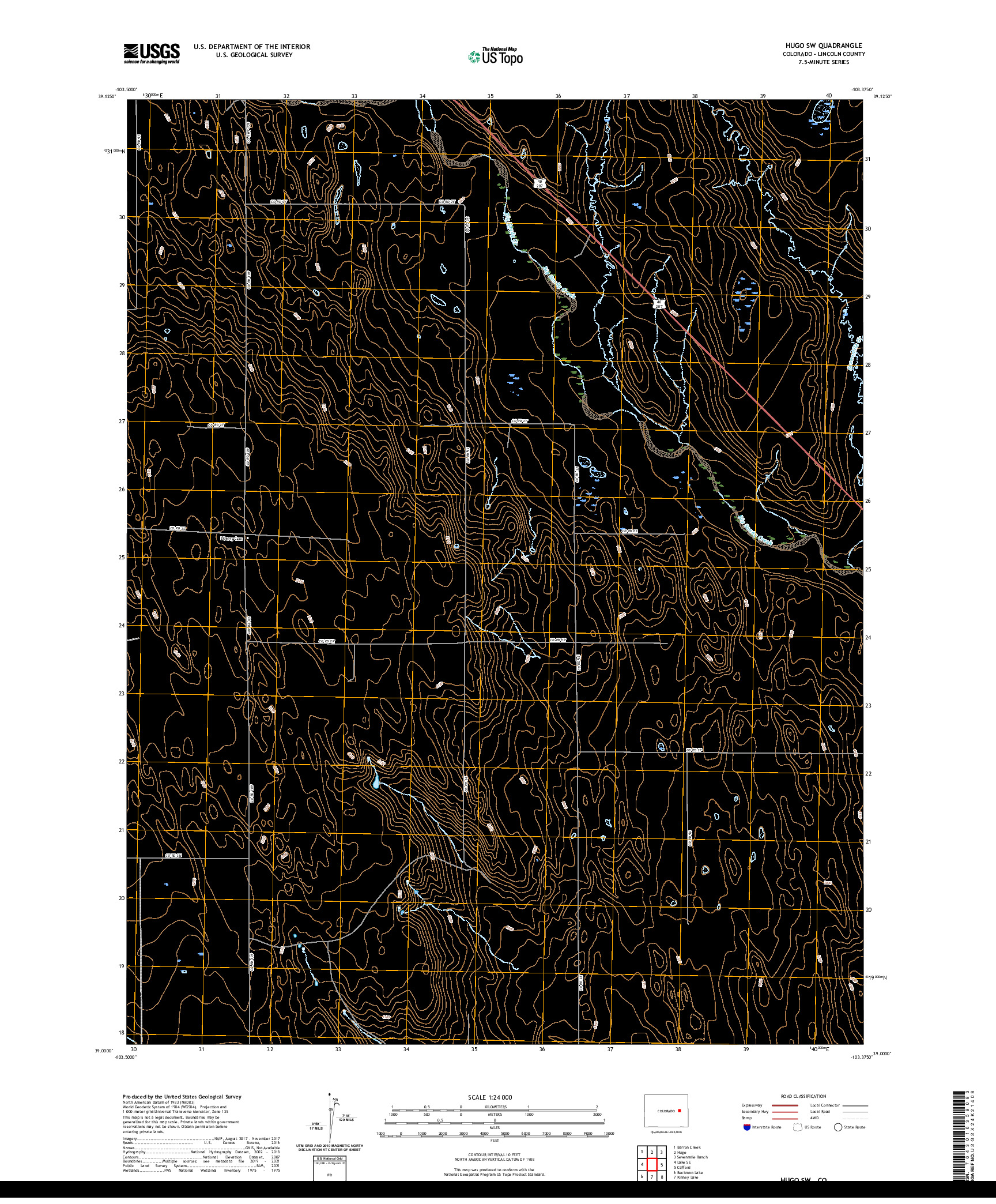 US TOPO 7.5-MINUTE MAP FOR HUGO SW, CO