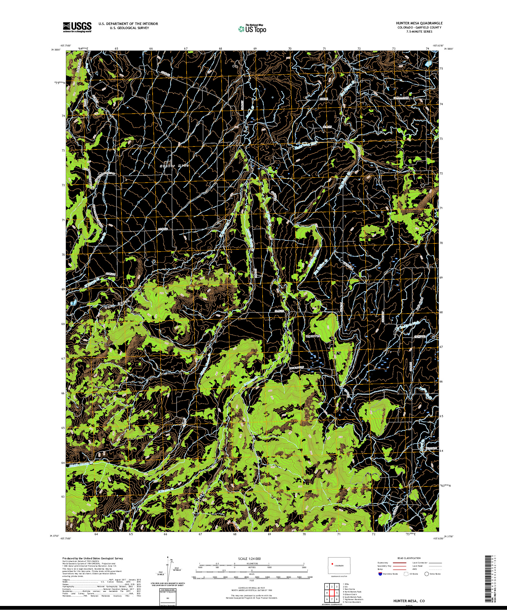 US TOPO 7.5-MINUTE MAP FOR HUNTER MESA, CO